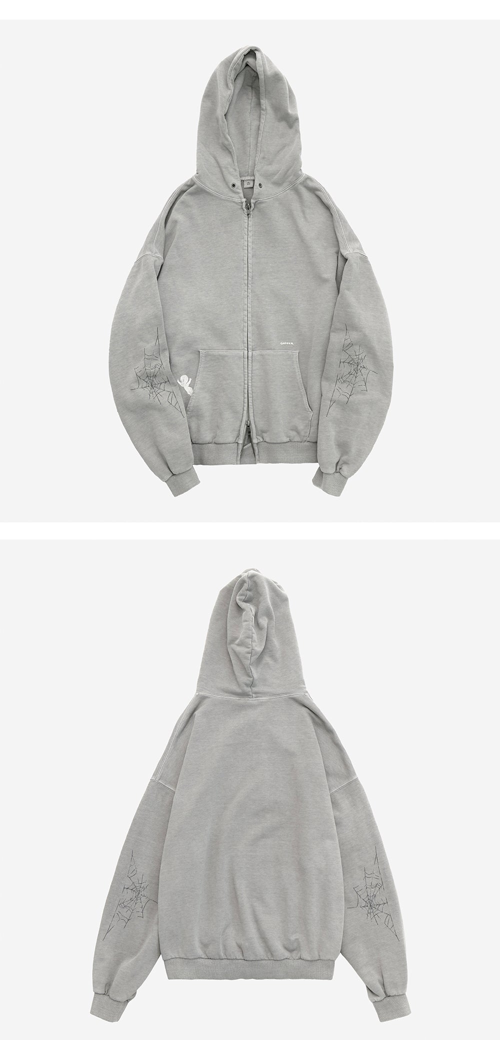 Polyteru - x Casper Zip Hoodie 'Spider's Web' 1% (Dyed Gray) product image 4 | TRAB K-Fashion Australia