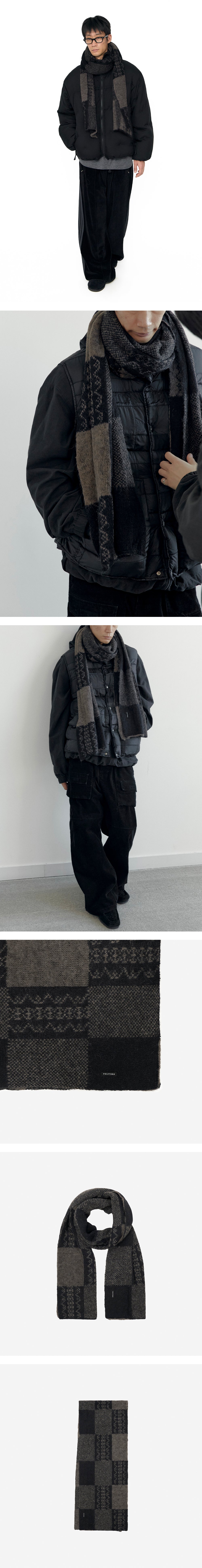 Polyteru - Ethnic Pattern Muffler (Checkerboard Black+Brown) product image 5 | TRAB K-Fashion Australia