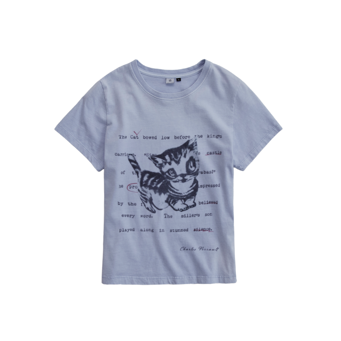 Polyteru - HANK Doodle Cat 1/2 Tee (Light Blue) product image 1 | TRAB K-Fashion Australia