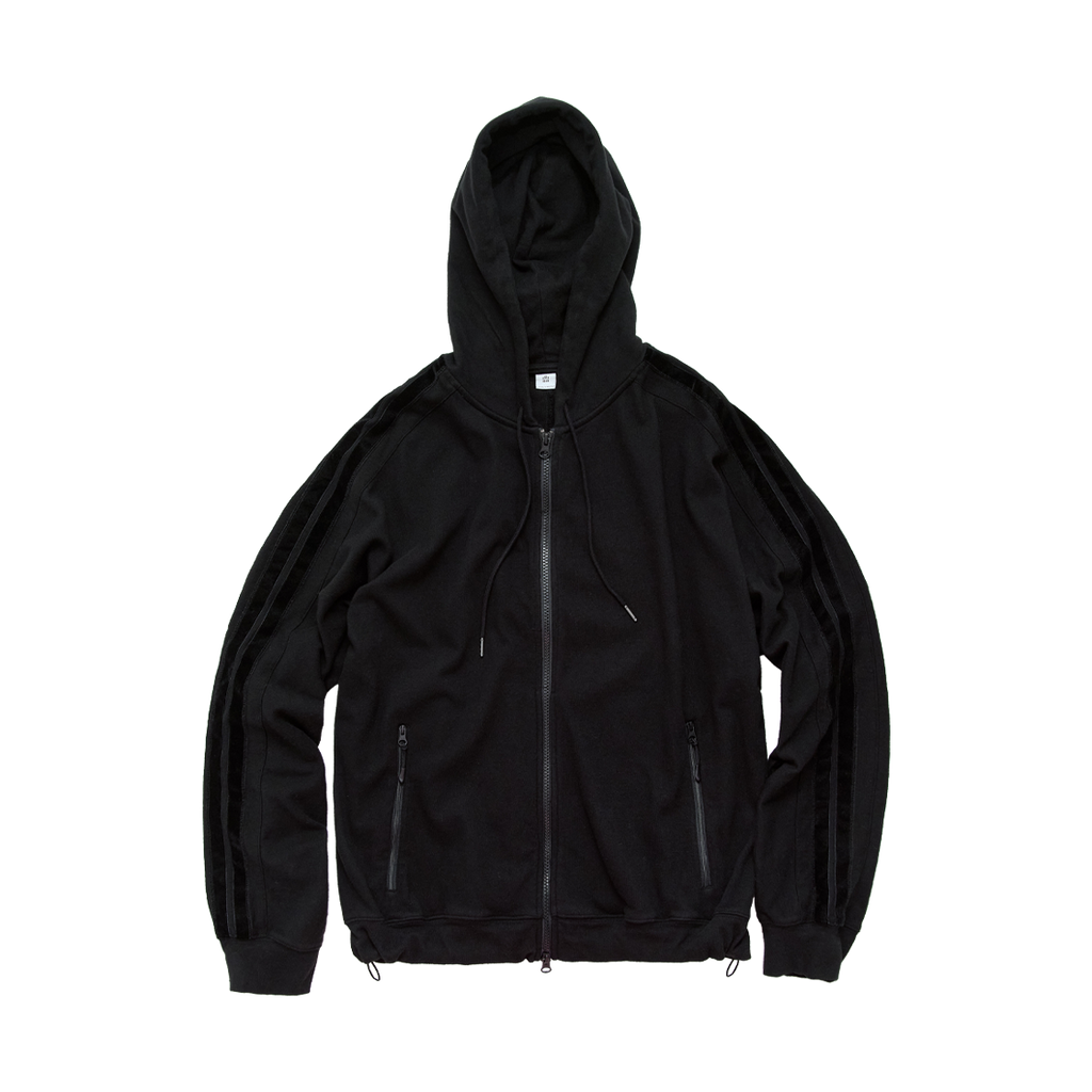 Polyteru - Velour Taped Track Hoodie (Black) product image 1 | TRAB K-Fashion Australia