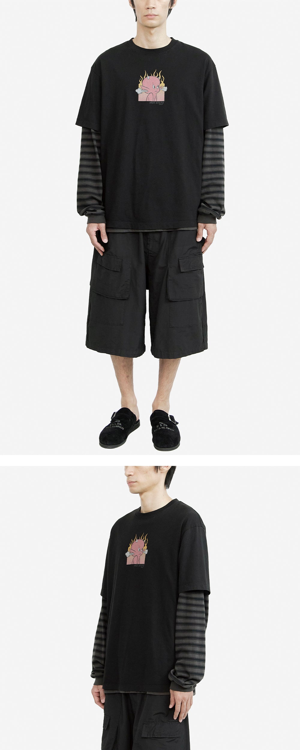 Polyteru - x Hot Stuff 1/2 Sleeves 'Flame' (Washed Black) product image 3 | TRAB K-Fashion Australia