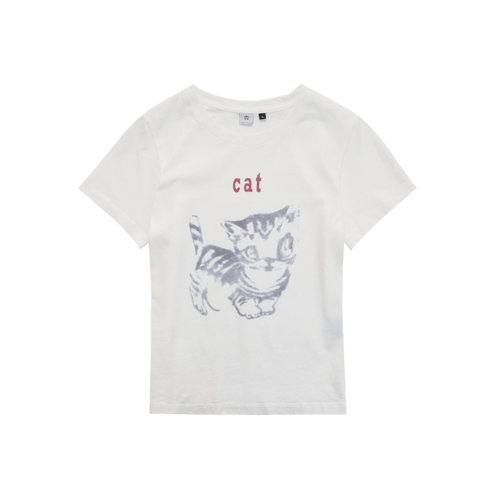 Polyteru - HANK Cat 1/2 Tee (White) product image 1 | TRAB K-Fashion Australia