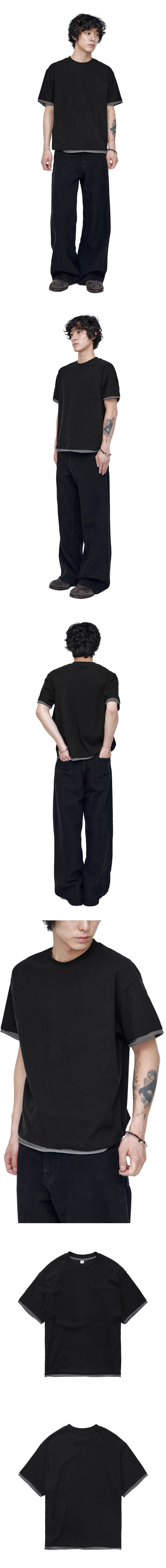 Polyteru - Ribbed Layered Crop Tee (Black) product image 3 | TRAB K-Fashion Australia