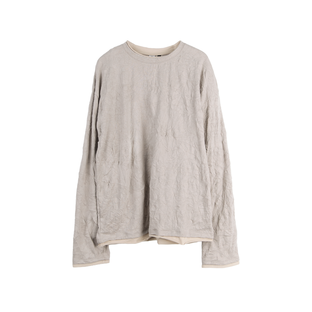 Polyteru - Layered Long Sleeves Creased Gray + (Beige) product image 1 | TRAB K-Fashion Australia