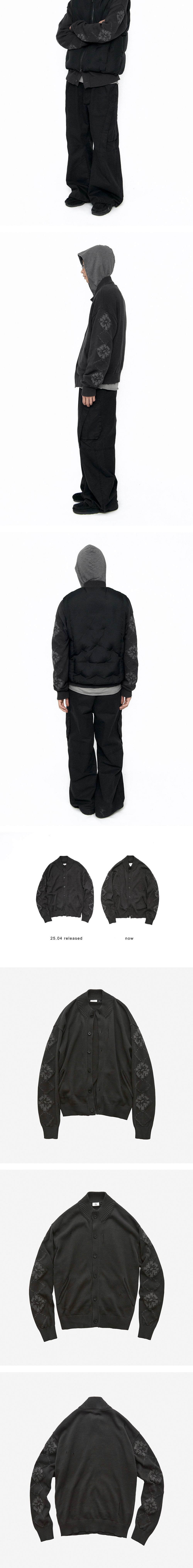 Polyteru - Button Up Cardigan Ethnic Sleeves (Charcoal) product image 3 | TRAB K-Fashion Australia