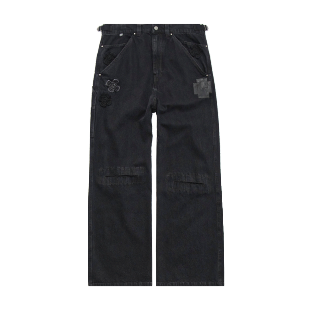 Polyteru - 1011 Cross Patched Denim Pants (Black) product image 1 | TRAB K-Fashion Australia