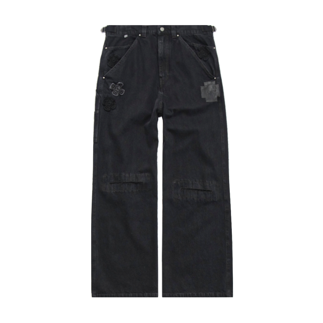 Polyteru - 1011 Cross Patched Denim Pants (Black) product image 1 | TRAB K-Fashion Australia