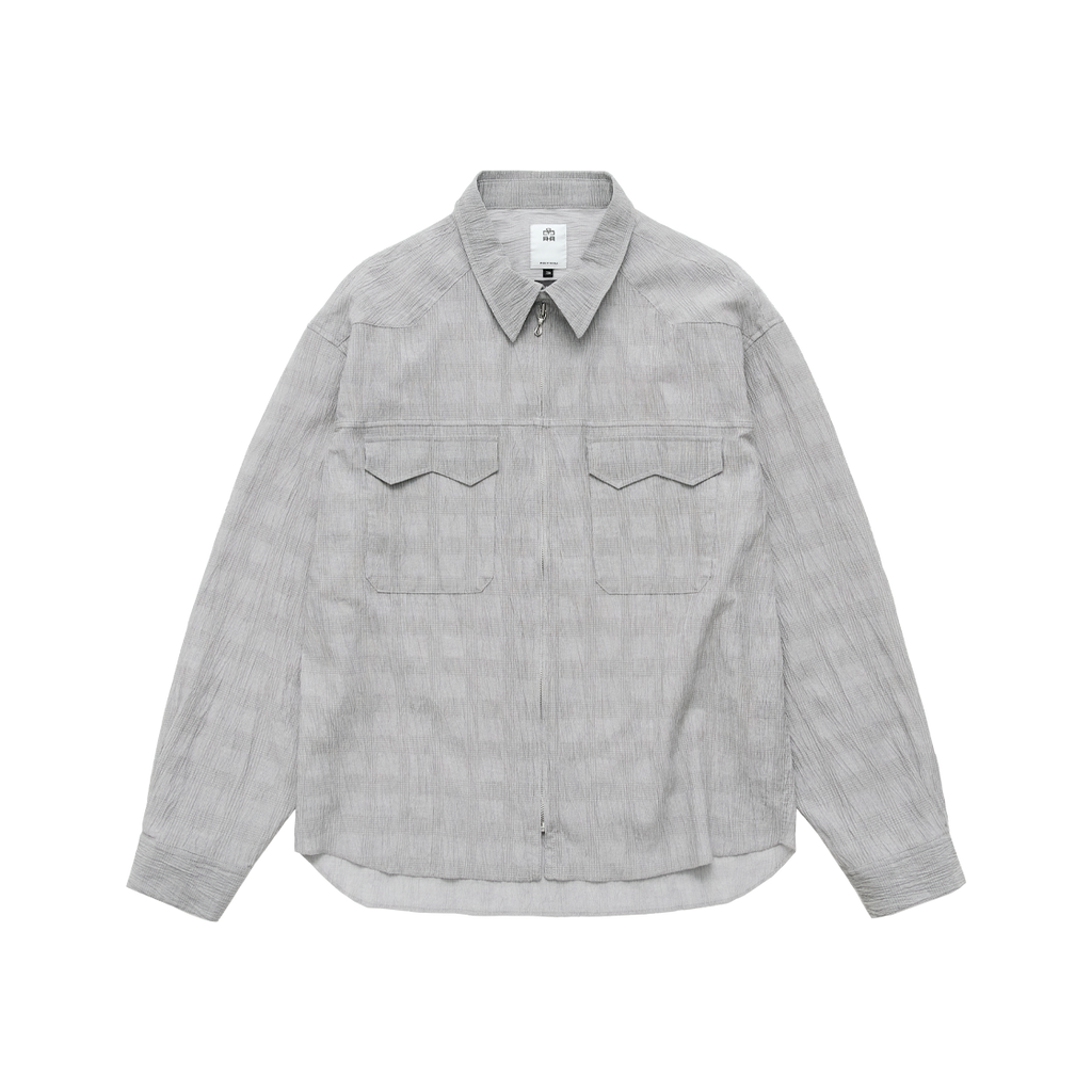 Polyteru - Zip Up Shirt (Light Gray) product image 1 | TRAB K-Fashion Australia