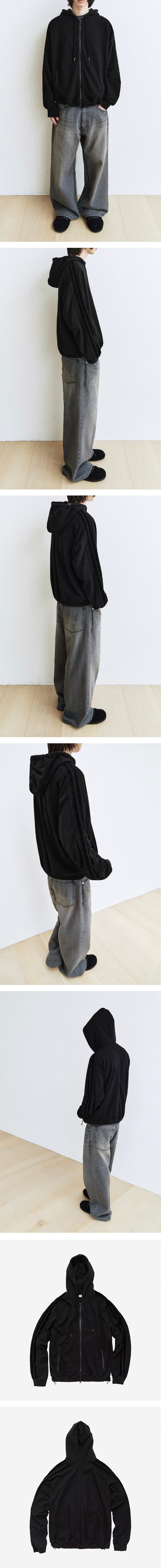 Polyteru - Velour Taped Track Hoodie (Black) product image 3 | TRAB K-Fashion Australia