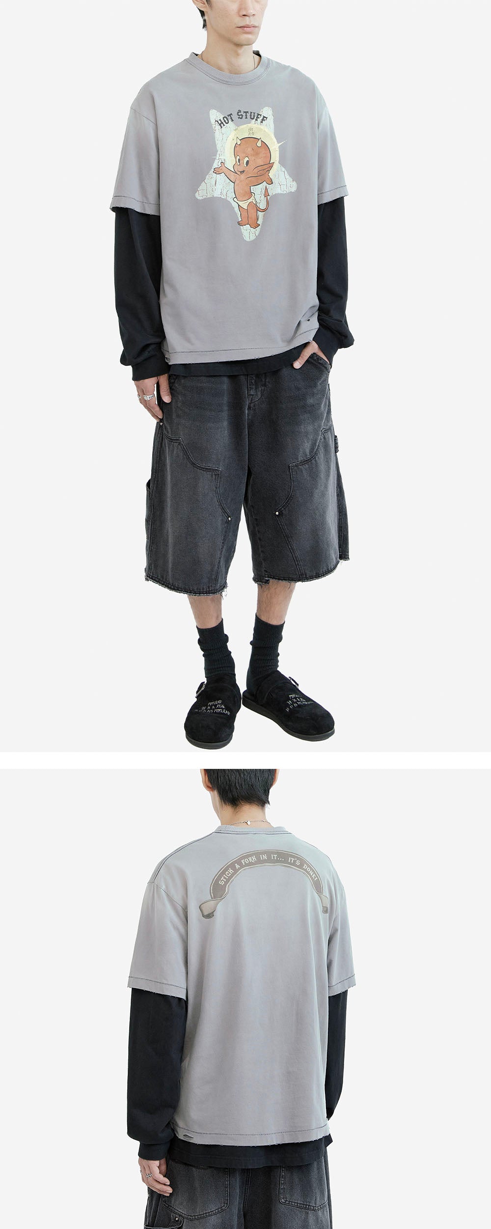 Polyteru - x Hot Stuff 1/2 Sleeves 'Reverse Star' Hard (Washed Blue) product image 3 | TRAB K-Fashion Australia