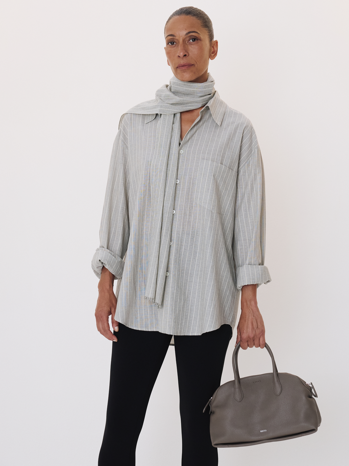 Recto - Cassel Stripe Shirt (Stone Grey) product image 3 | TRAB K-Fashion Australia