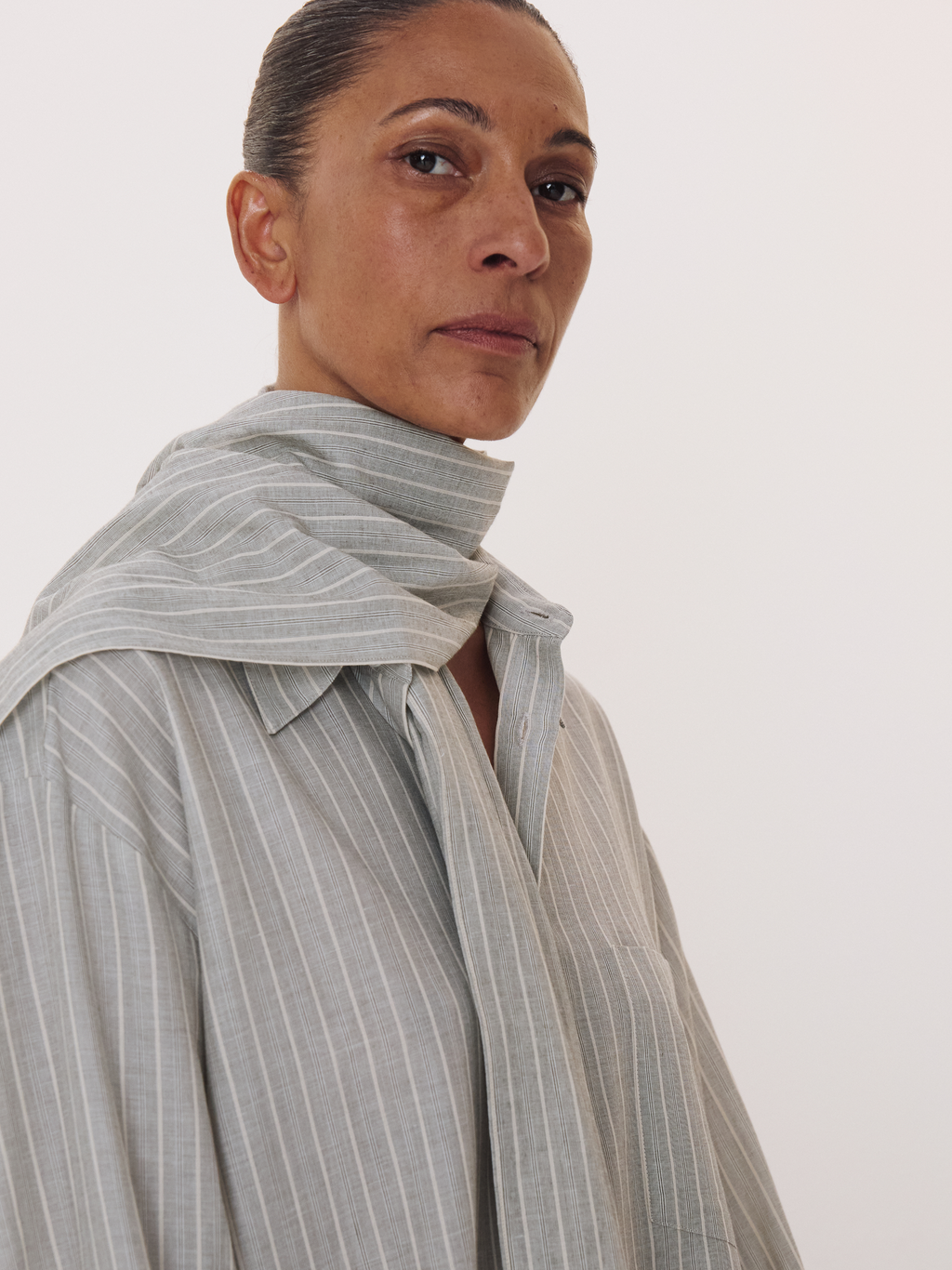 Recto - Cassel Stripe Shirt (Stone Grey) product image 2 | TRAB K-Fashion Australia