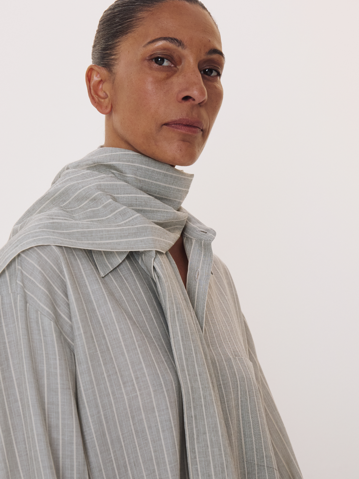 Recto - Cassel Stripe Shirt (Stone Grey) product image 2 | TRAB K-Fashion Australia
