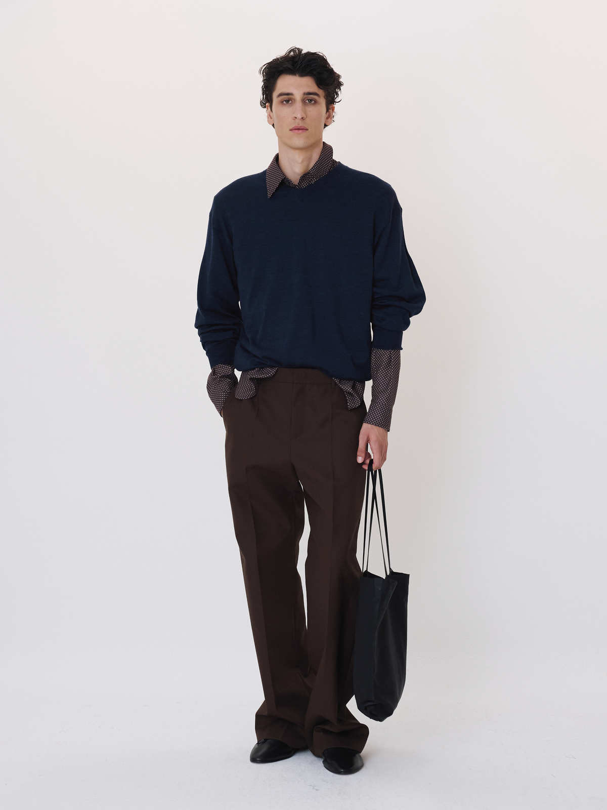 Recto - Shirt Cuffs Detail Knit Top (Indigo Navy) product image 1 | TRAB K-Fashion Australia