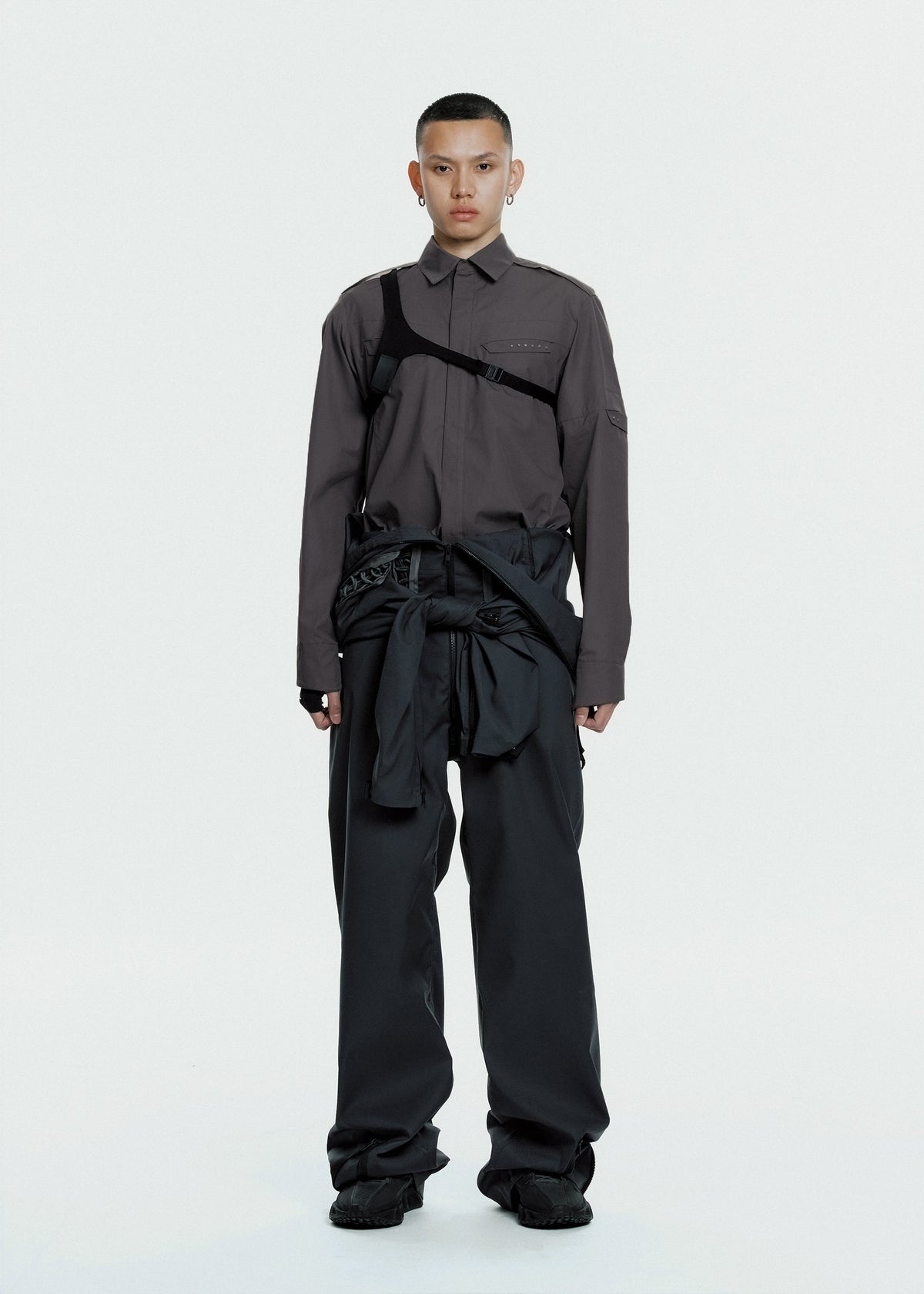 Hyein Seo - Biker Shirt w/ Shoulder Strap (Dark Grey) product image 5 | TRAB K-Fashion Australia