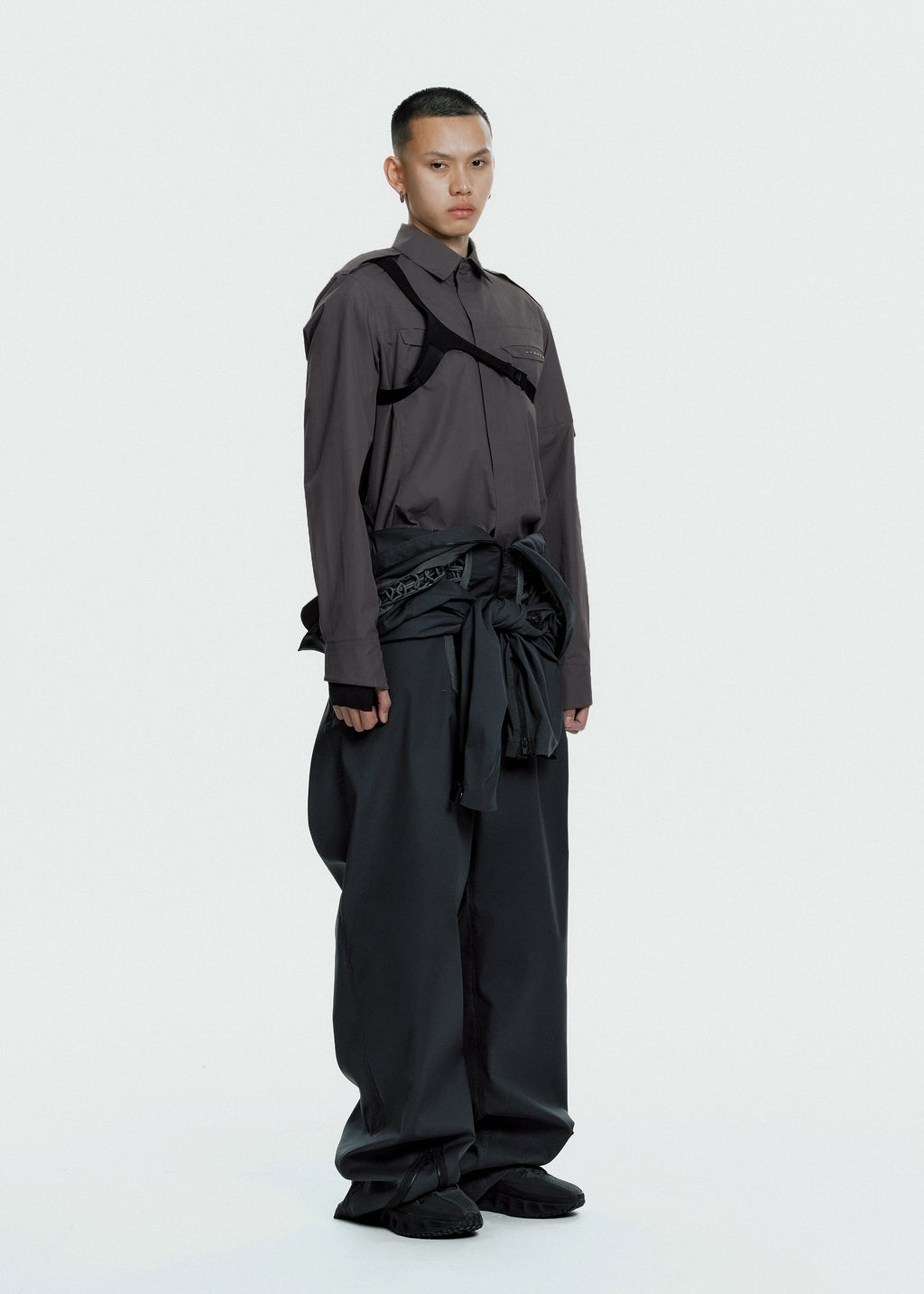 Hyein Seo - Biker Shirt w/ Shoulder Strap (Dark Grey) product image 3 | TRAB K-Fashion Australia