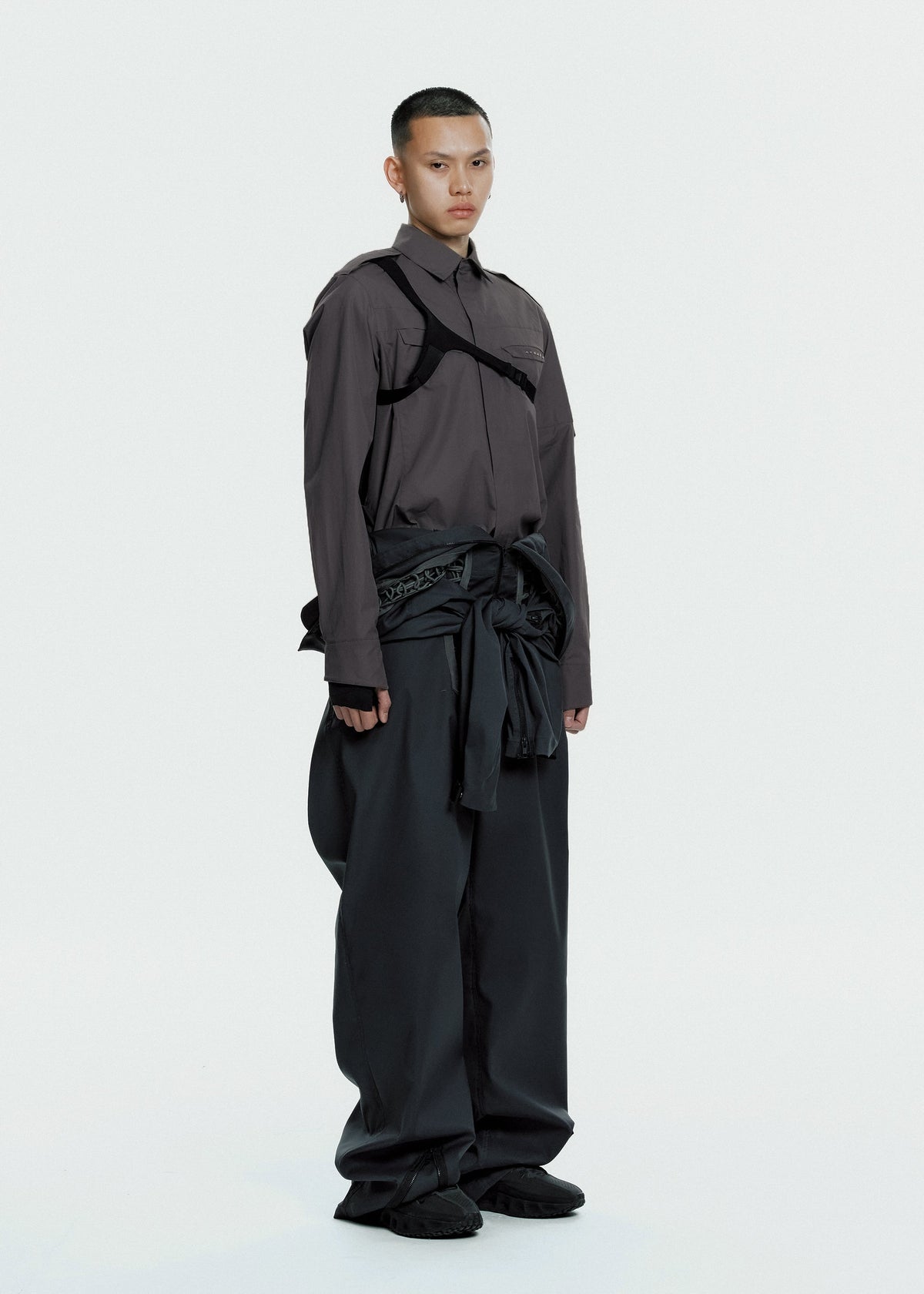 Hyein Seo - Biker Shirt w/ Shoulder Strap (Dark Grey) product image 3 | TRAB K-Fashion Australia