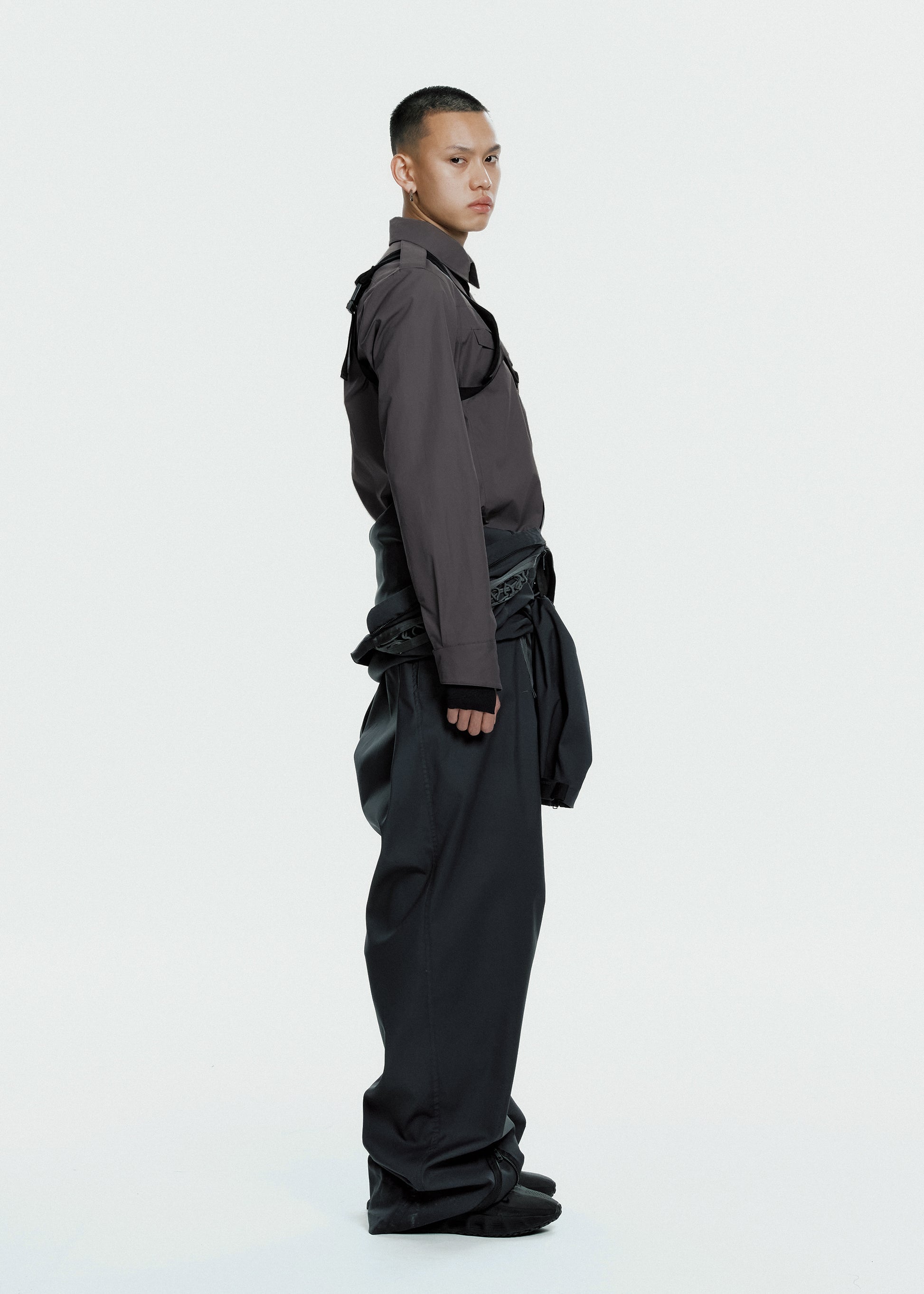 Hyein Seo - Biker Shirt w/ Shoulder Strap (Dark Grey) product image 2 | TRAB K-Fashion Australia
