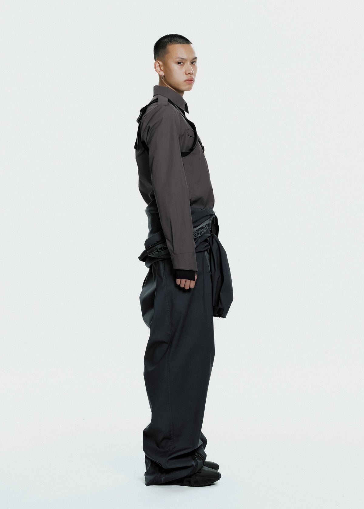 Hyein Seo - Biker Shirt w/ Shoulder Strap (Dark Grey) product image 4 | TRAB K-Fashion Australia