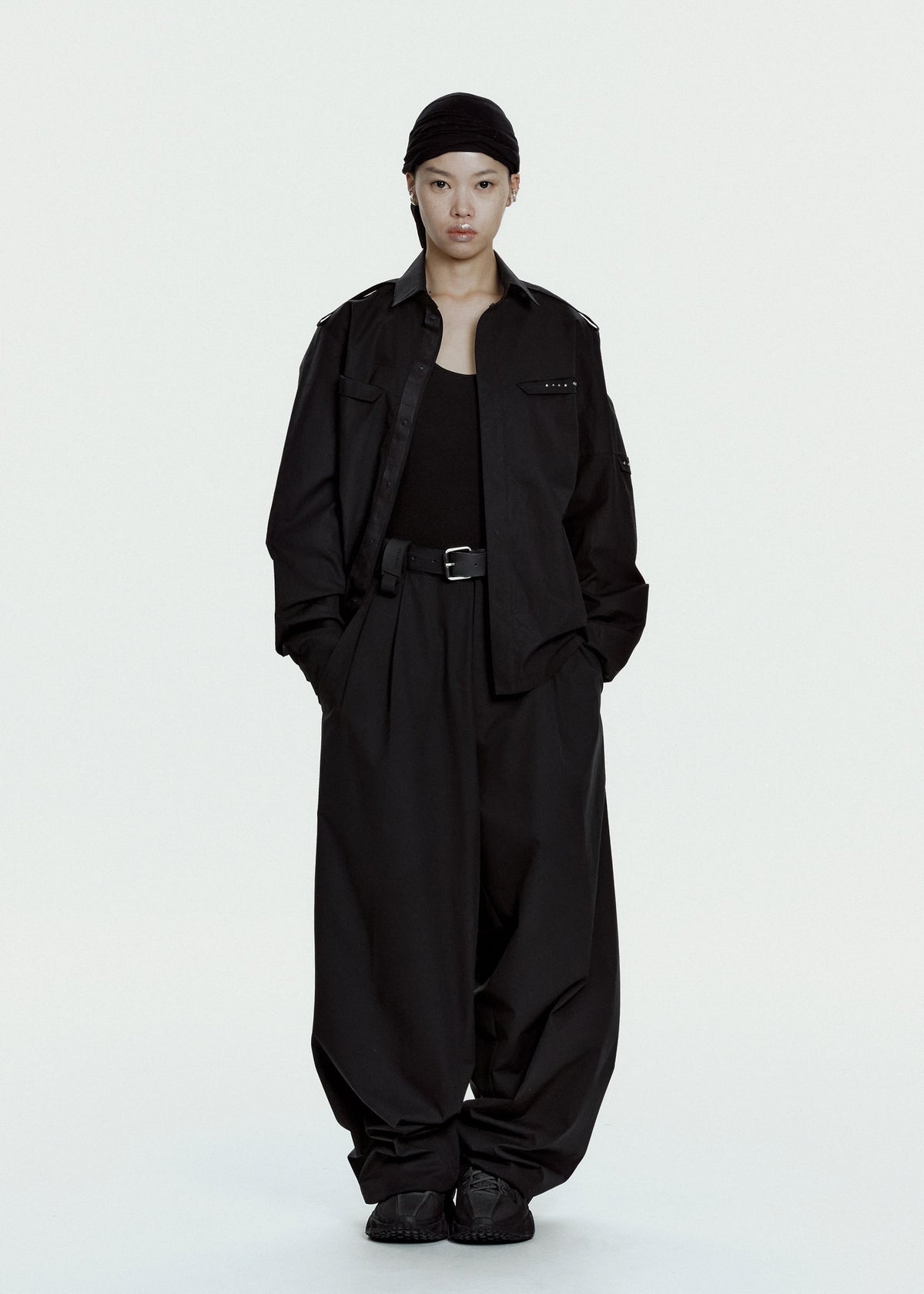 Hyein Seo - Biker Shirt w/ Shoulder Strap (Black) product image 3 | TRAB K-Fashion Australia