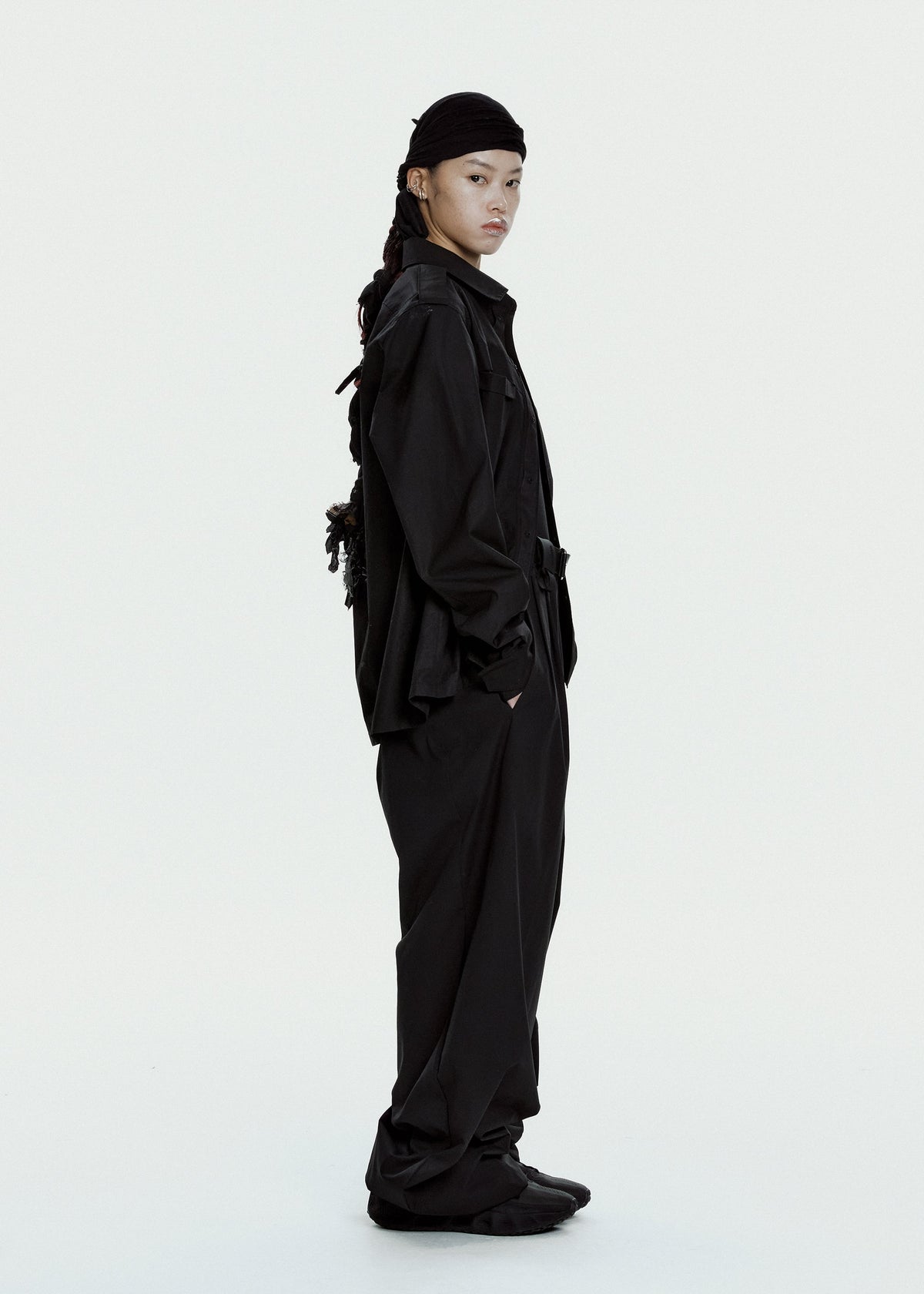 Hyein Seo - Biker Shirt w/ Shoulder Strap (Black) product image 5 | TRAB K-Fashion Australia