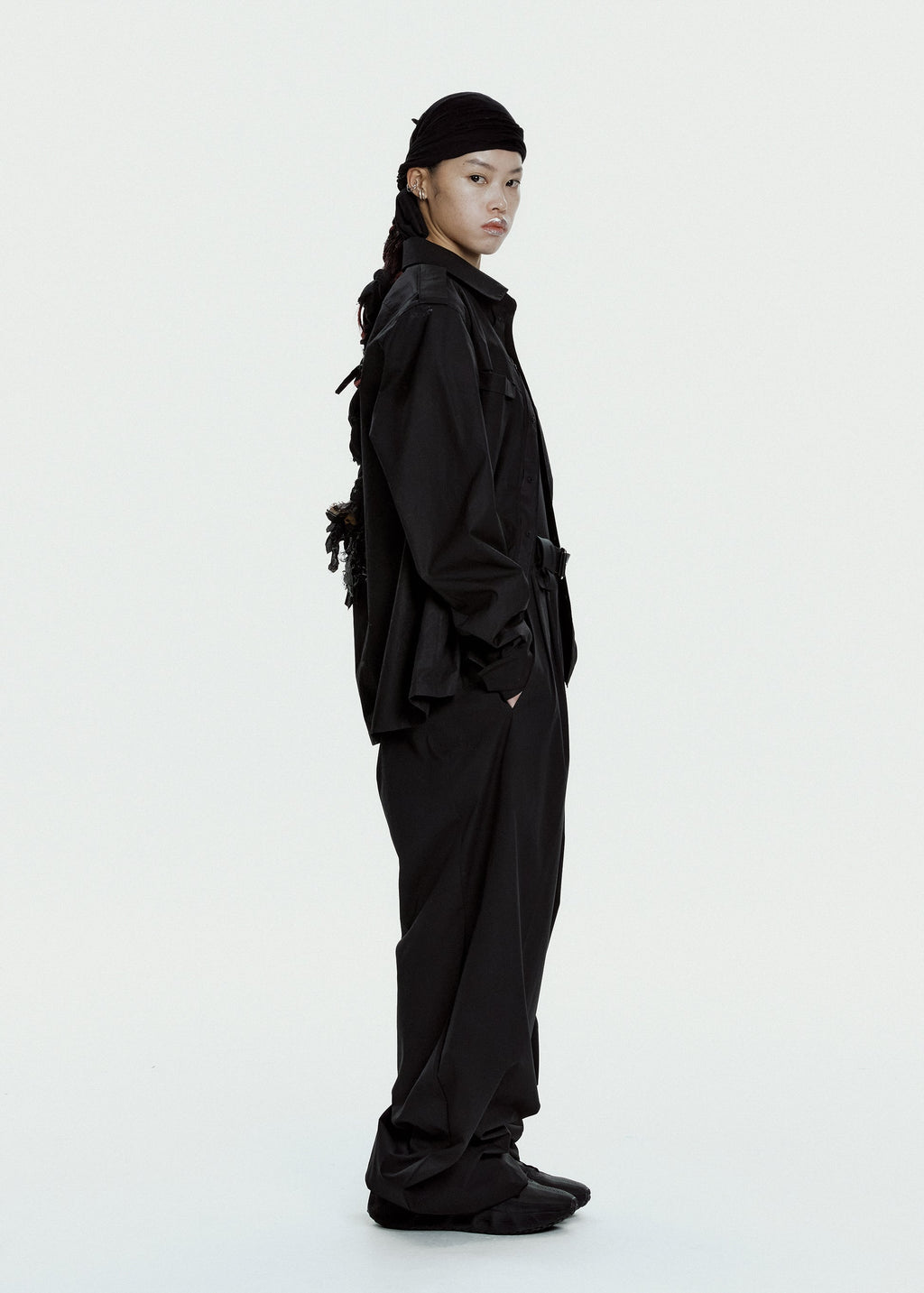 Hyein Seo - Biker Shirt w/ Shoulder Strap (Black) product image 3 | TRAB K-Fashion Australia