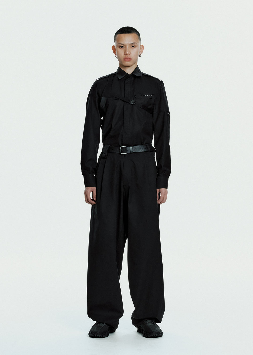 Hyein Seo - Biker Shirt w/ Shoulder Strap (Black) product image 7 | TRAB K-Fashion Australia