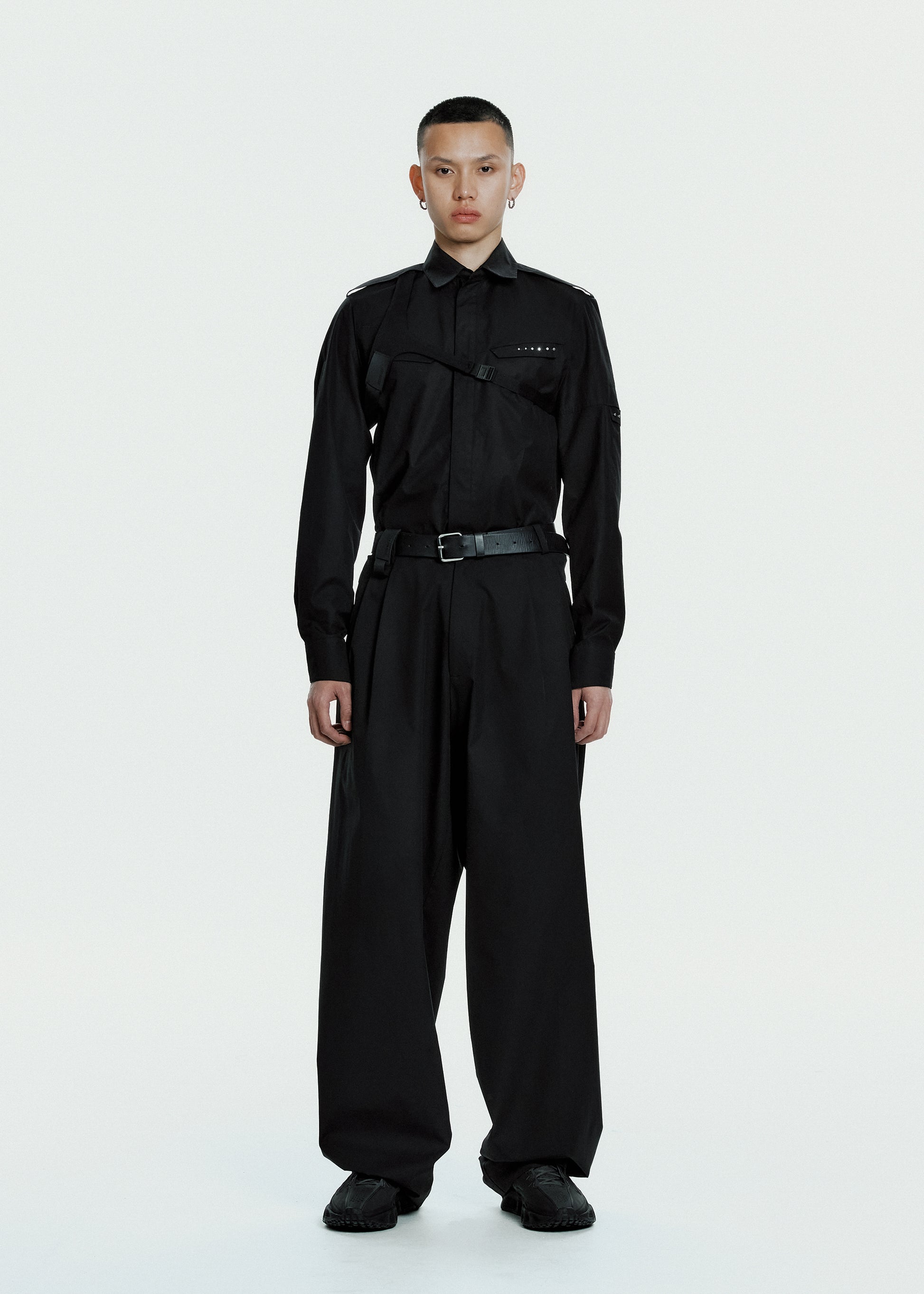 Hyein Seo - Biker Shirt w/ Shoulder Strap (Black) product image 7 | TRAB K-Fashion Australia