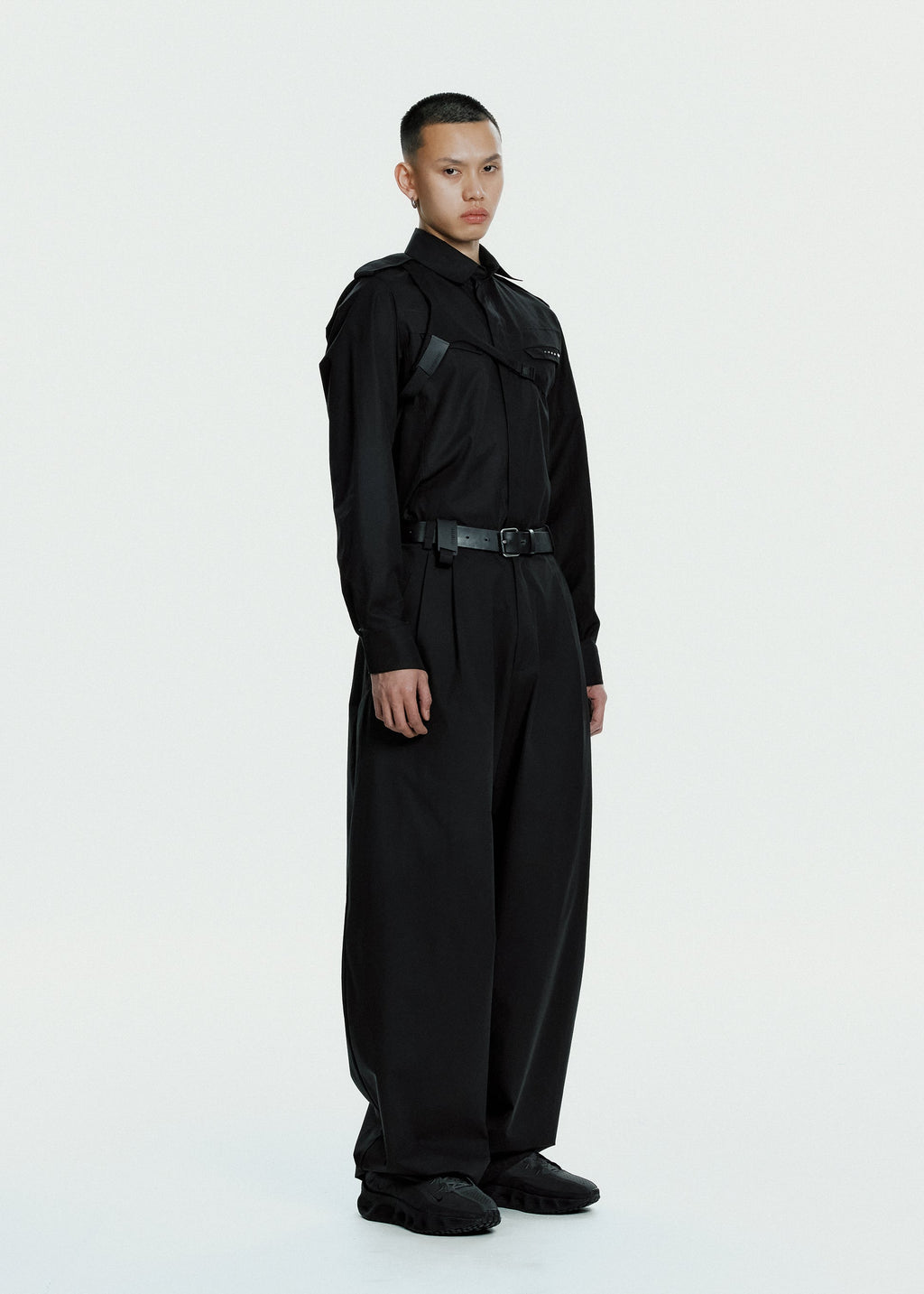 Hyein Seo - Biker Shirt w/ Shoulder Strap (Black) product image 5 | TRAB K-Fashion Australia