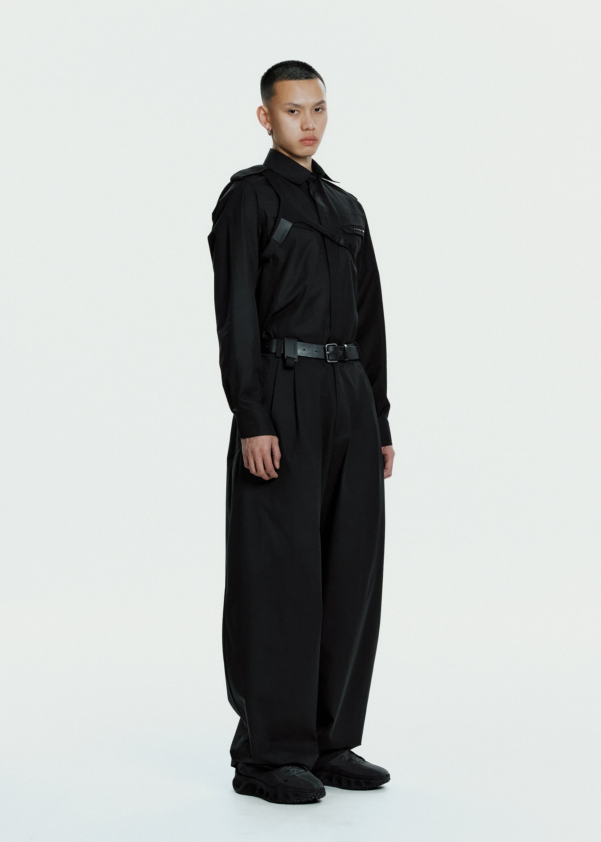 Hyein Seo - Biker Shirt w/ Shoulder Strap (Black) product image 5 | TRAB K-Fashion Australia