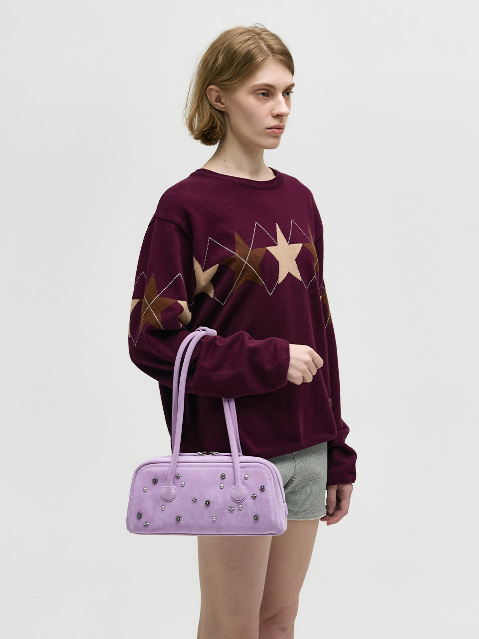 Marge Sherwood - Soft Boston Ew (Lavender Pink Studded Suede) product image 2 | TRAB K-Fashion Australia