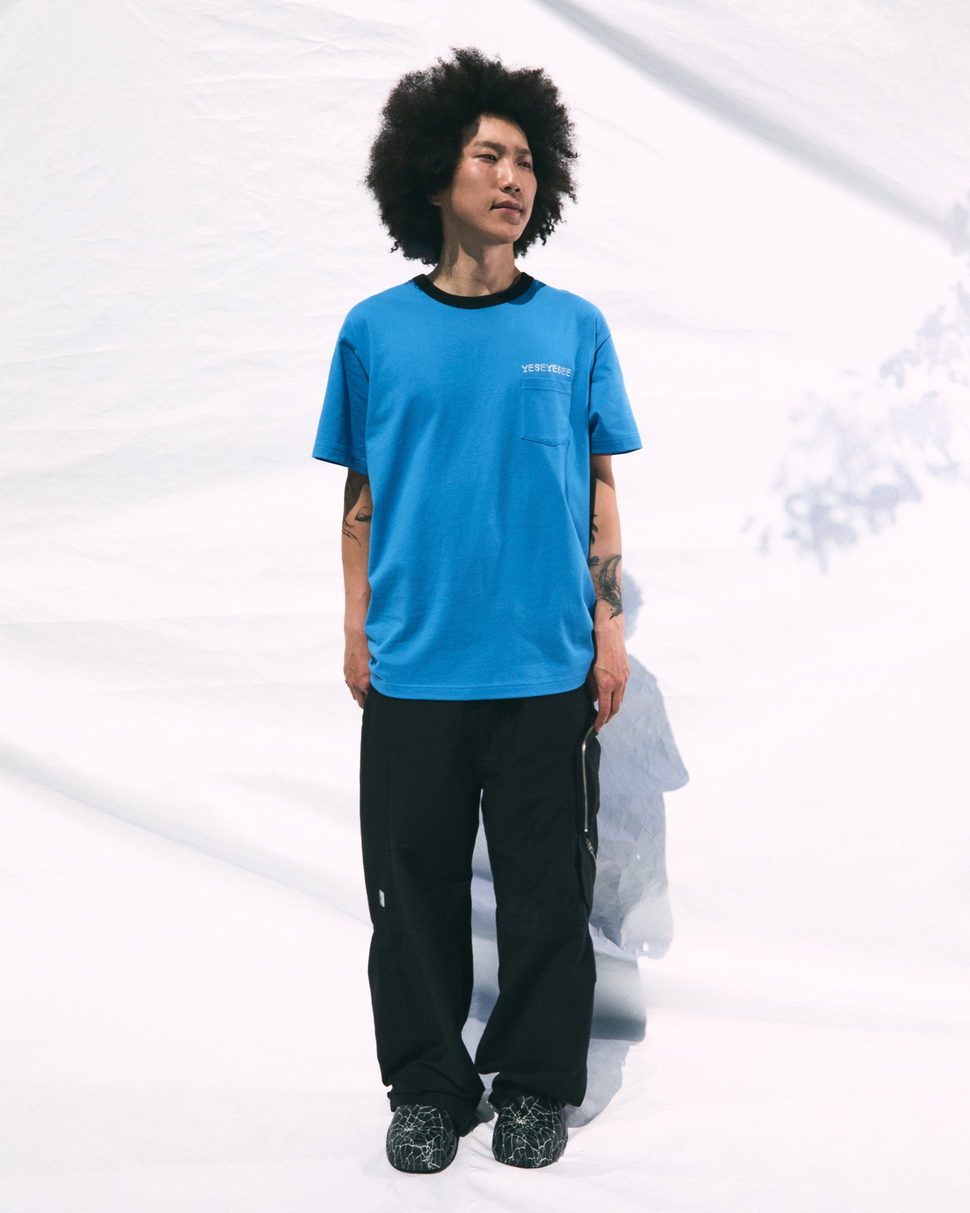 yeseyesee - Plaid C-Logo Tee (Sky Blue) product image 7 | TRAB K-Fashion Australia