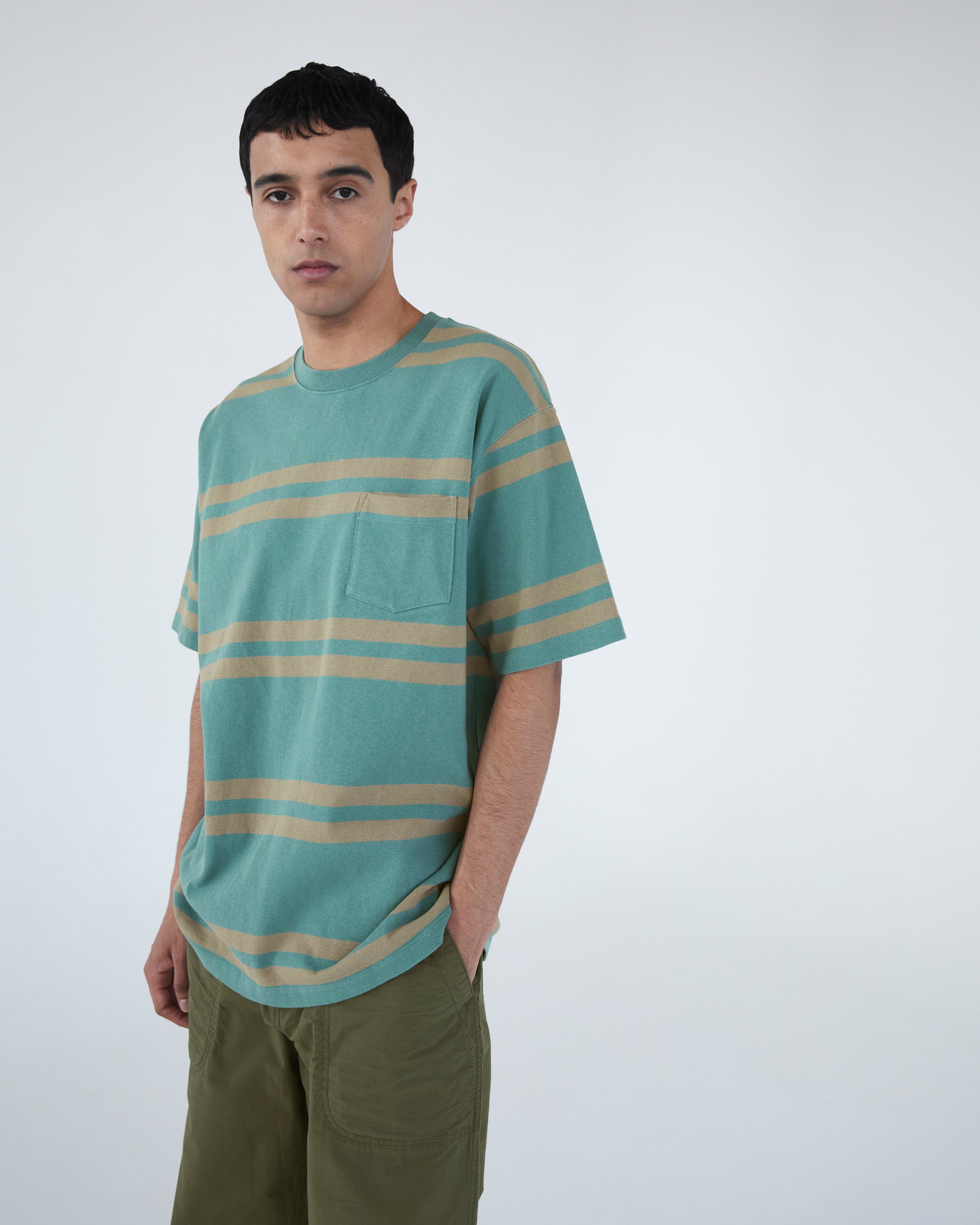 Khakis - Bold Stripe S/S Tee (Dusty Green) product image 4 | TRAB K-Fashion Australia
