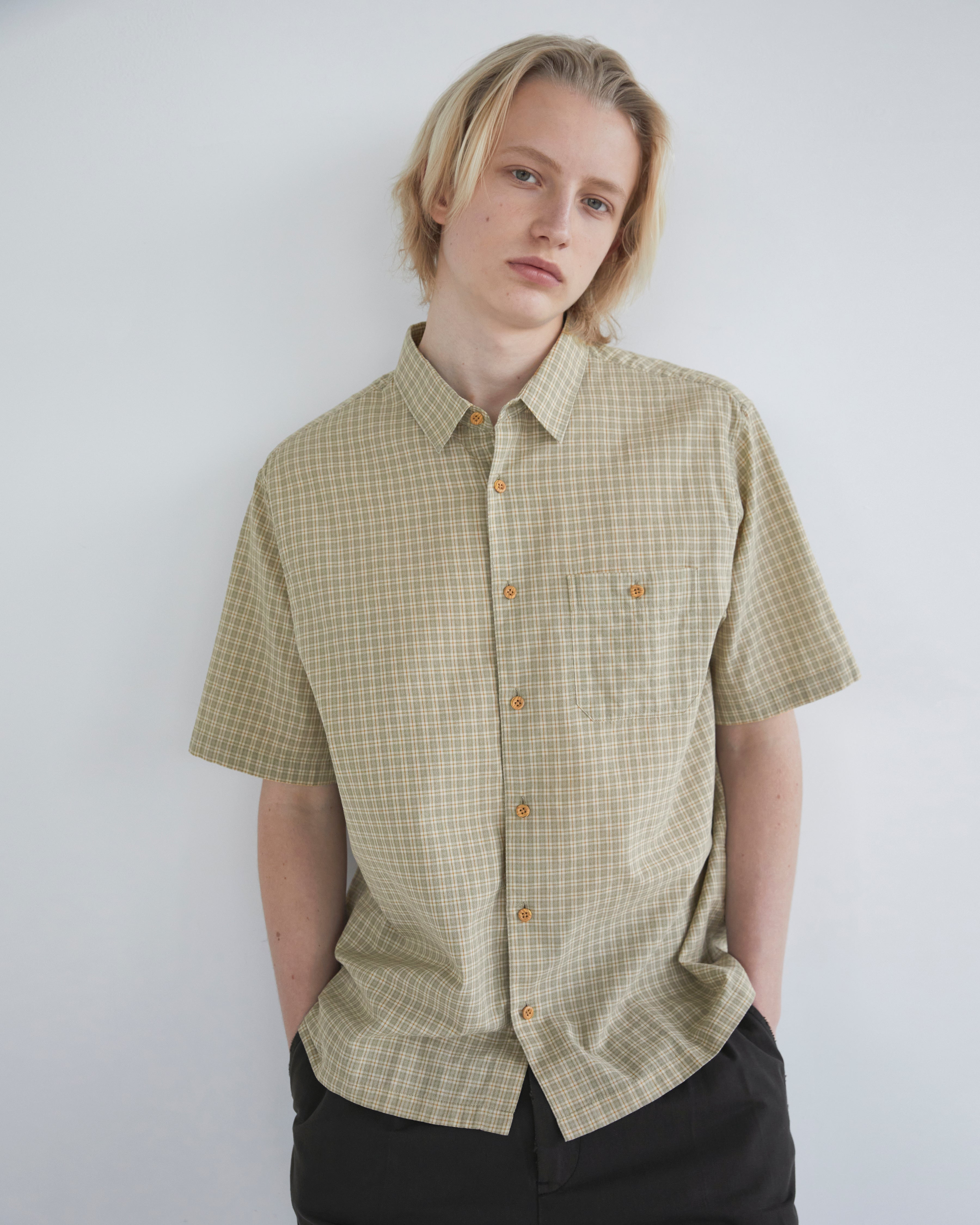Khakis - Border Check S/S Shirt (Sage) product image 5 | TRAB K-Fashion Australia