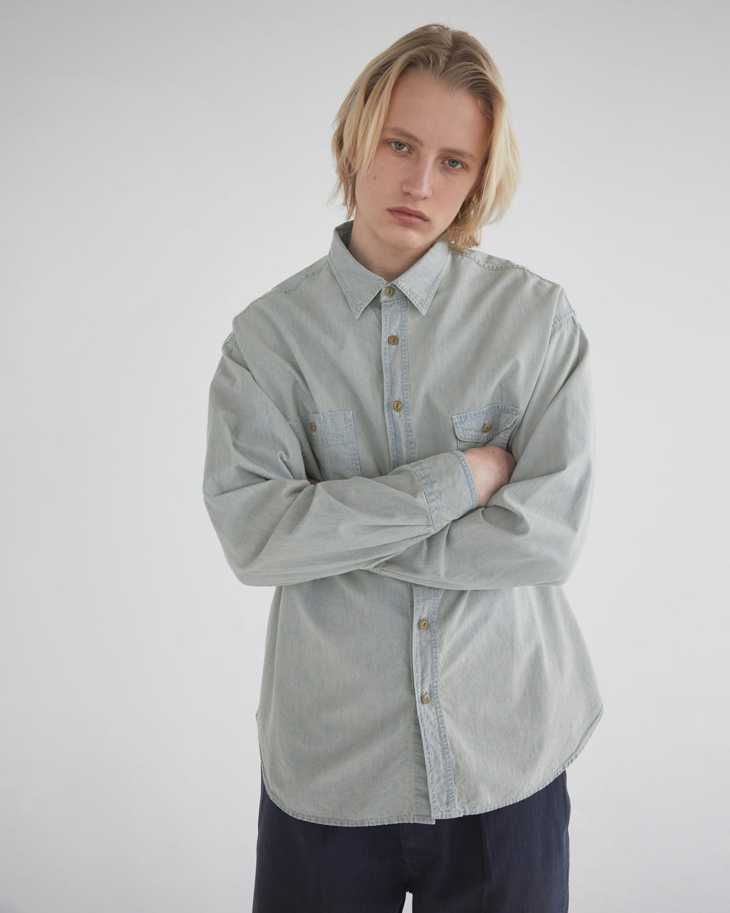 Khakis - Chambray L/S Shirt (Light Blue) product image 8 | TRAB K-Fashion Australia