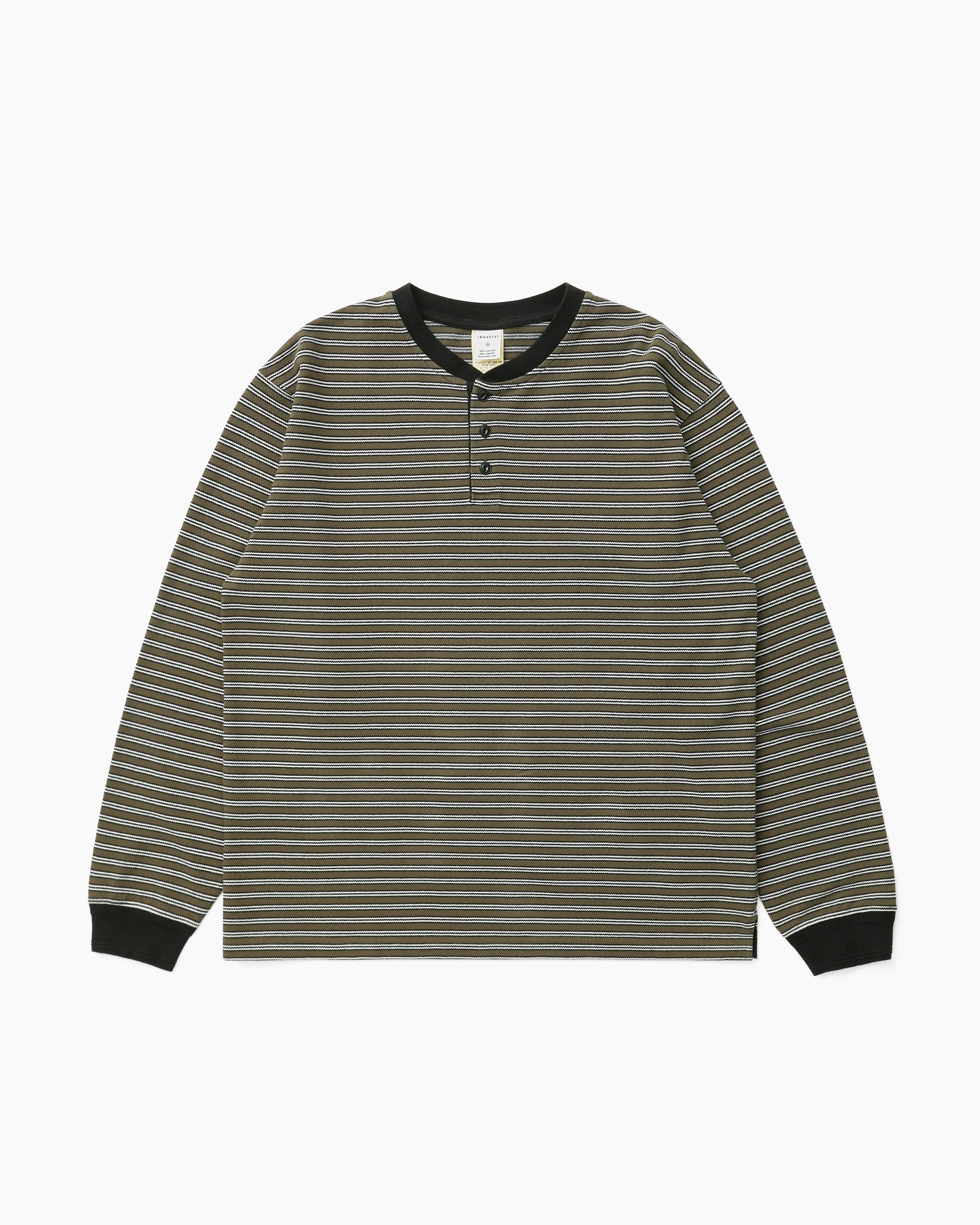 Khakis - Stripe Henley L/S Tee (Olive) product image 1 | TRAB K-Fashion Australia