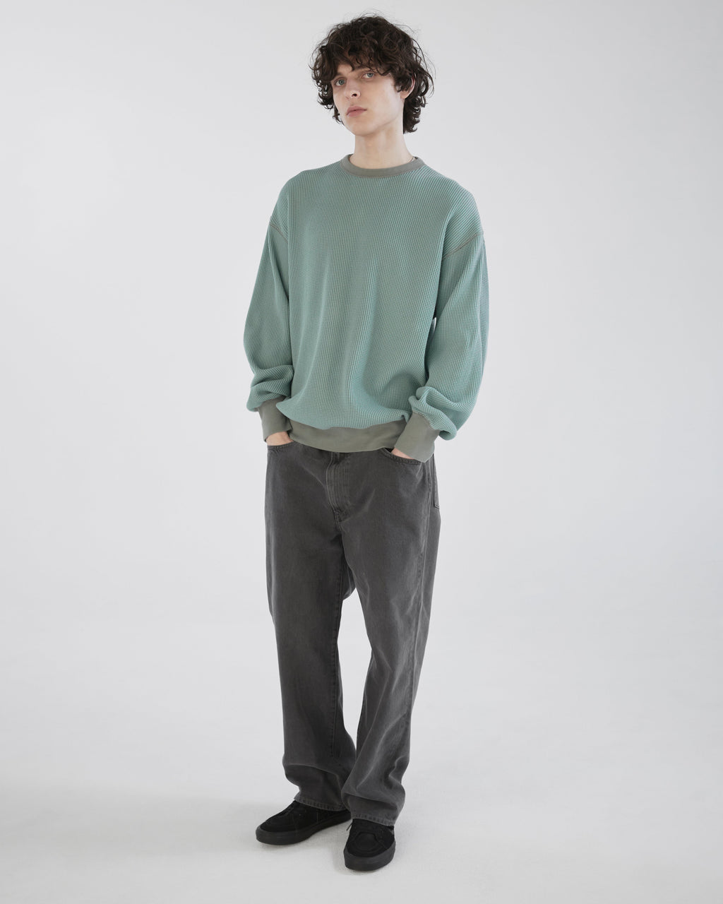 Khakis - Waffle Crewneck (Dusty Teal) product image 5 | TRAB K-Fashion Australia