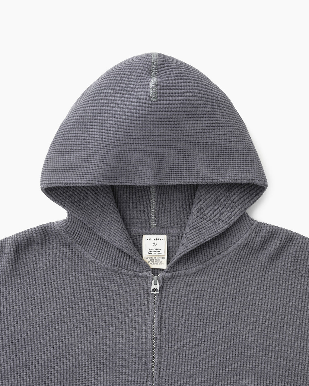 Khakis - Waffle Full Zip Hoodie (Faded Black) product image 2 | TRAB K-Fashion Australia