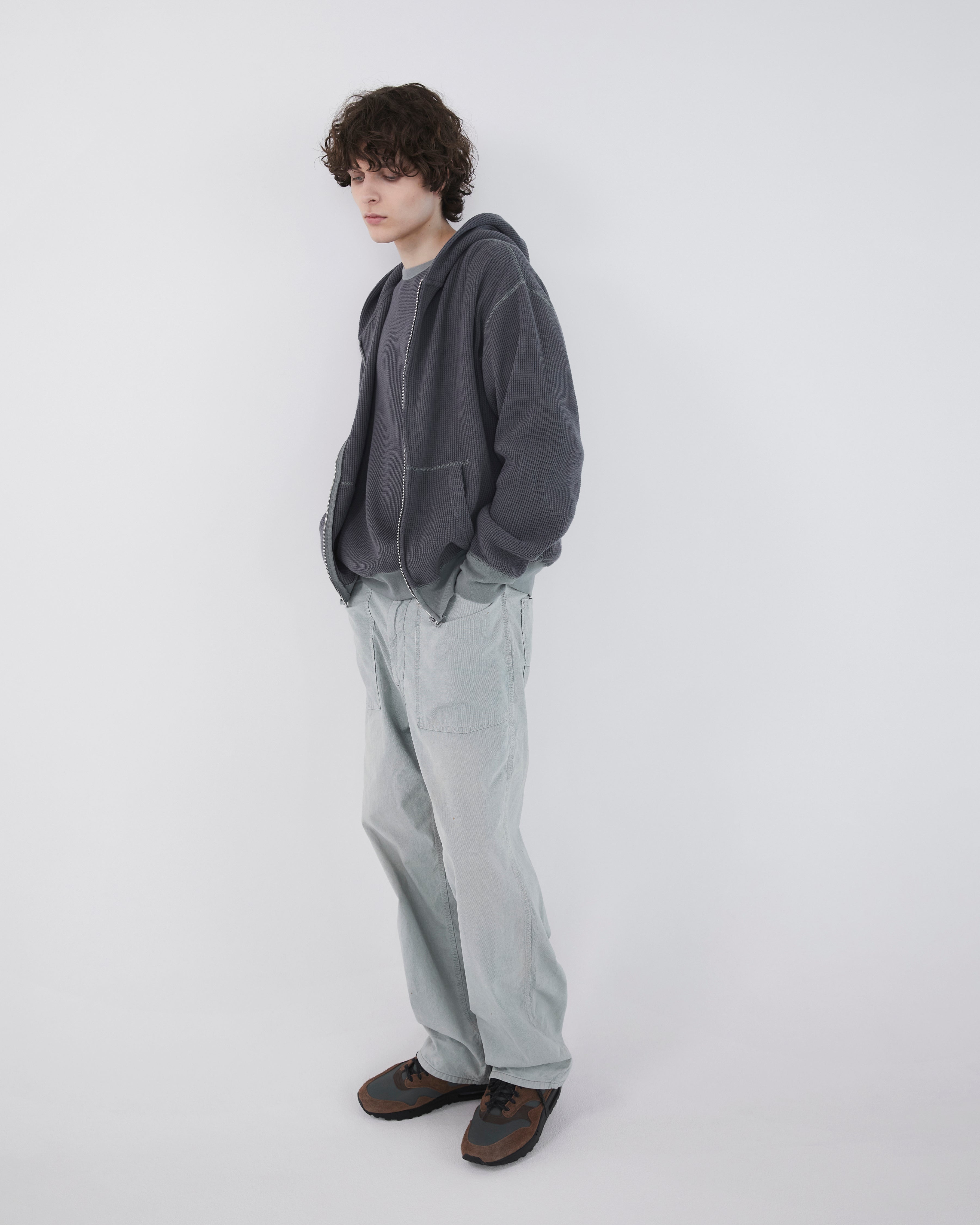 Khakis - Waffle Full Zip Hoodie (Faded Black) product image 5 | TRAB K-Fashion Australia