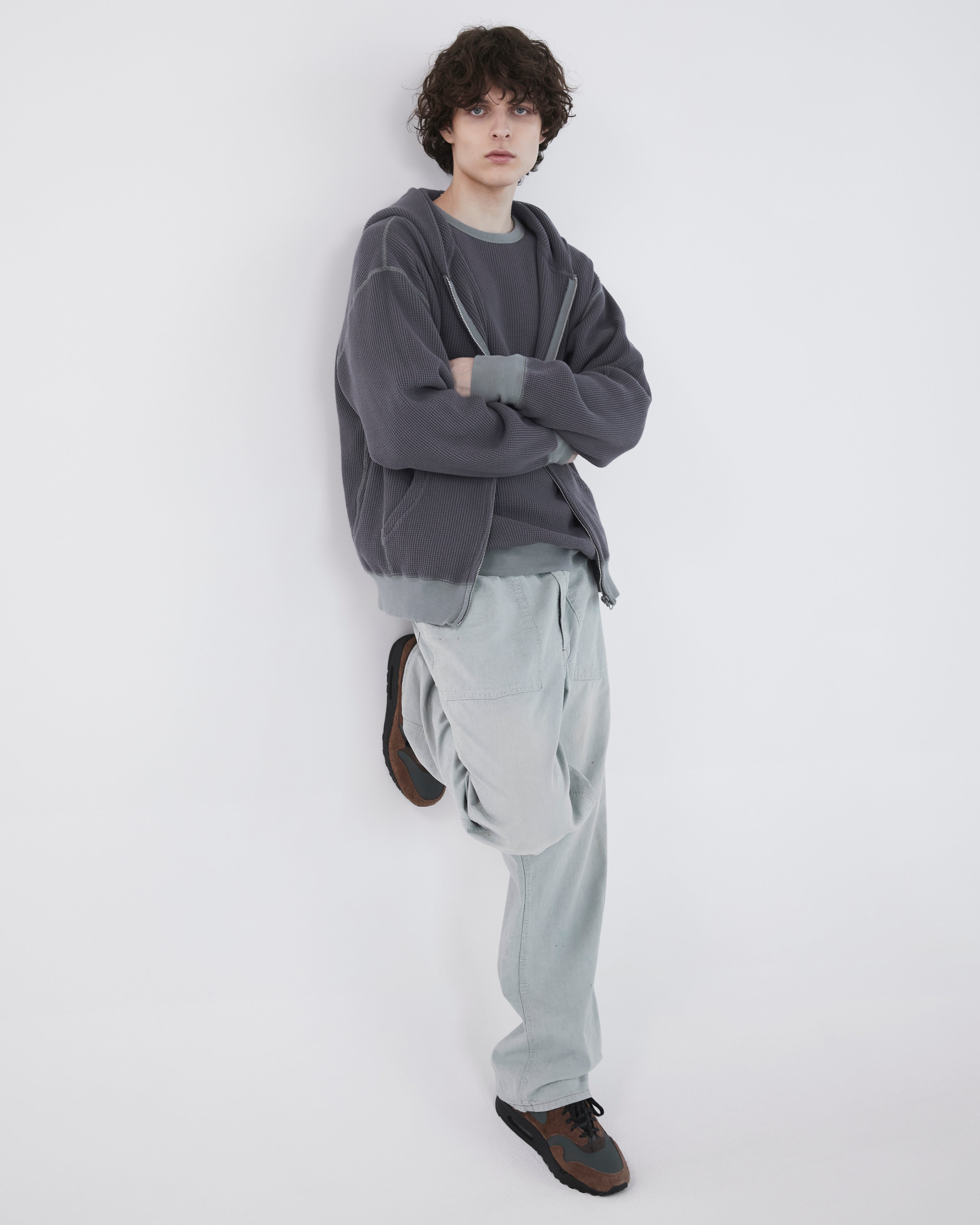 Khakis - Waffle Full Zip Hoodie (Faded Black) product image 6 | TRAB K-Fashion Australia