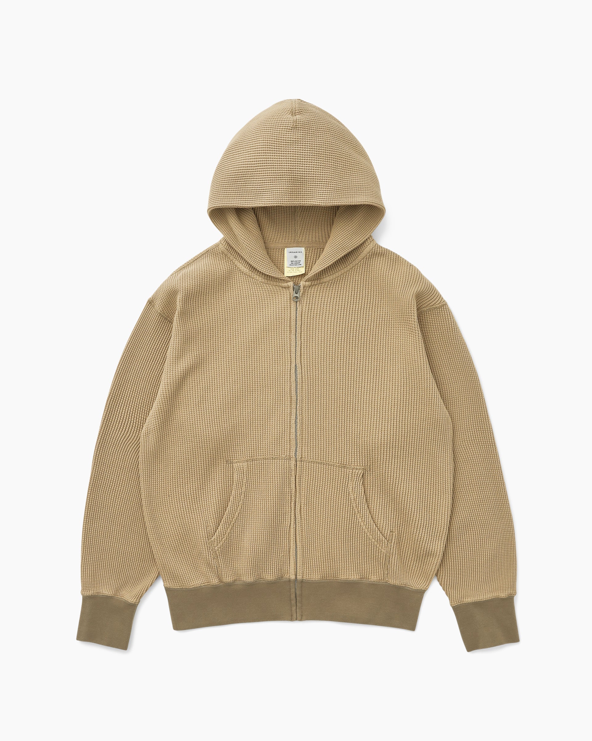 Khakis - Waffle Full Zip Hoodie (Tan) product image 1 | TRAB K-Fashion Australia