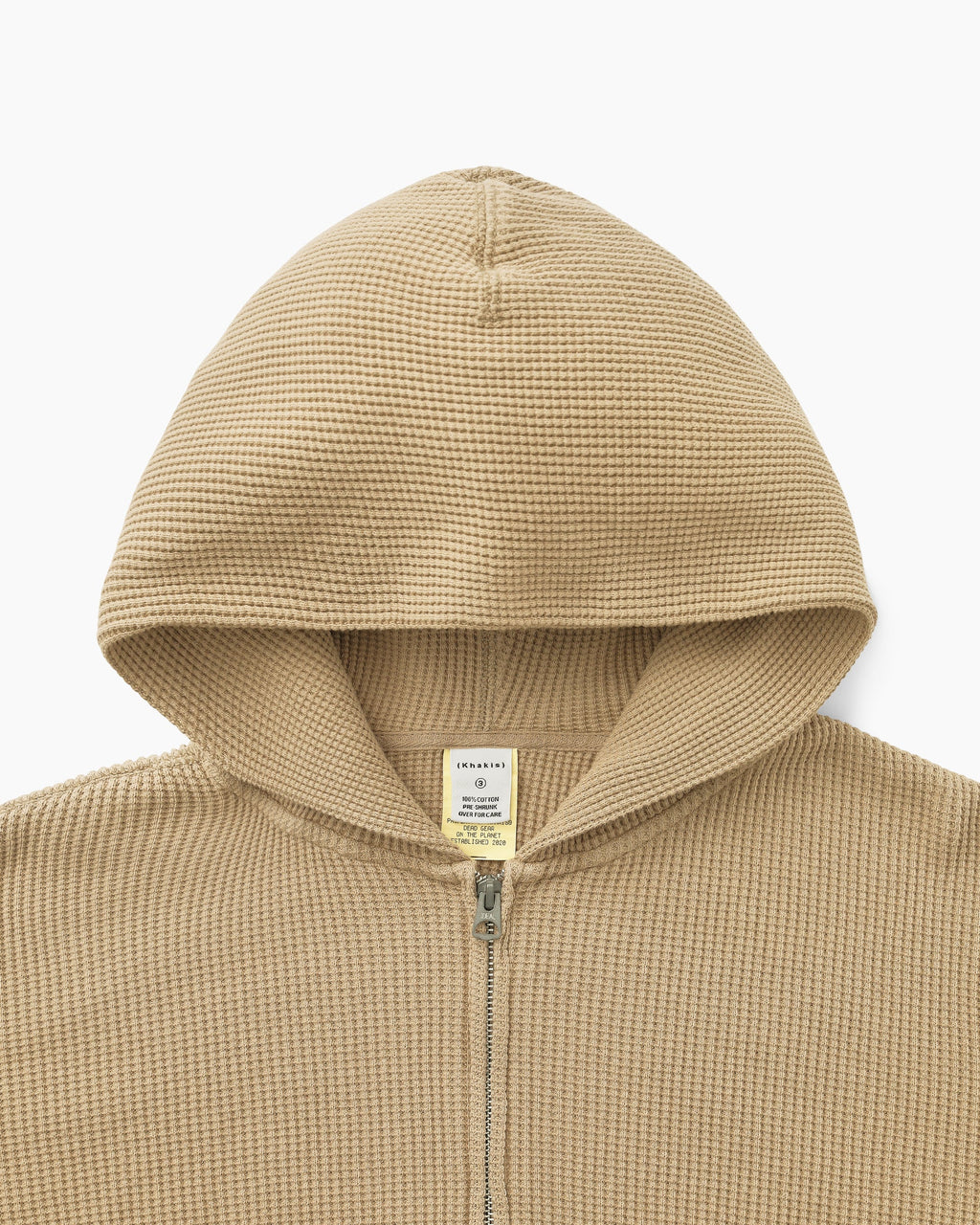 Khakis - Waffle Full Zip Hoodie (Tan) product image 2 | TRAB K-Fashion Australia