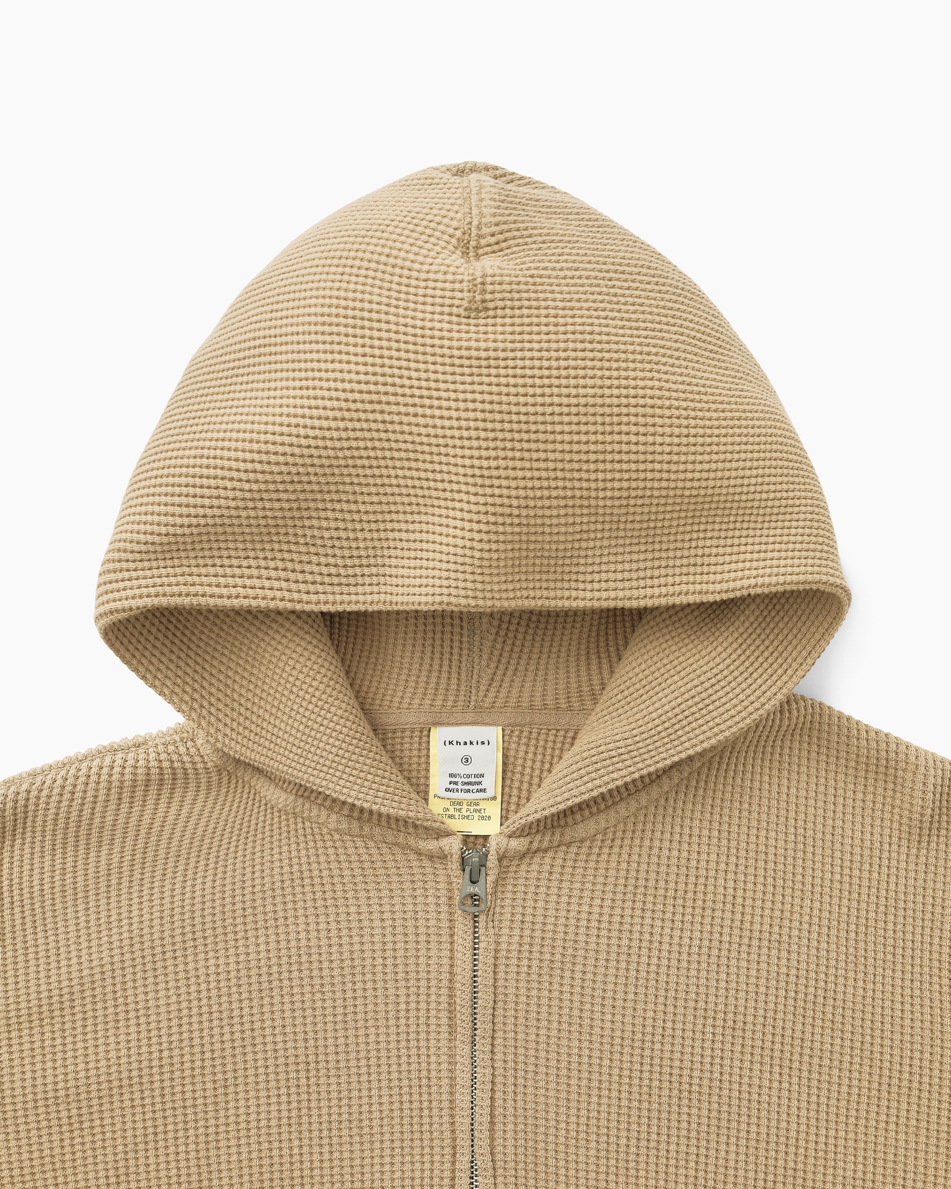 Khakis - Waffle Full Zip Hoodie (Tan) product image 2 | TRAB K-Fashion Australia