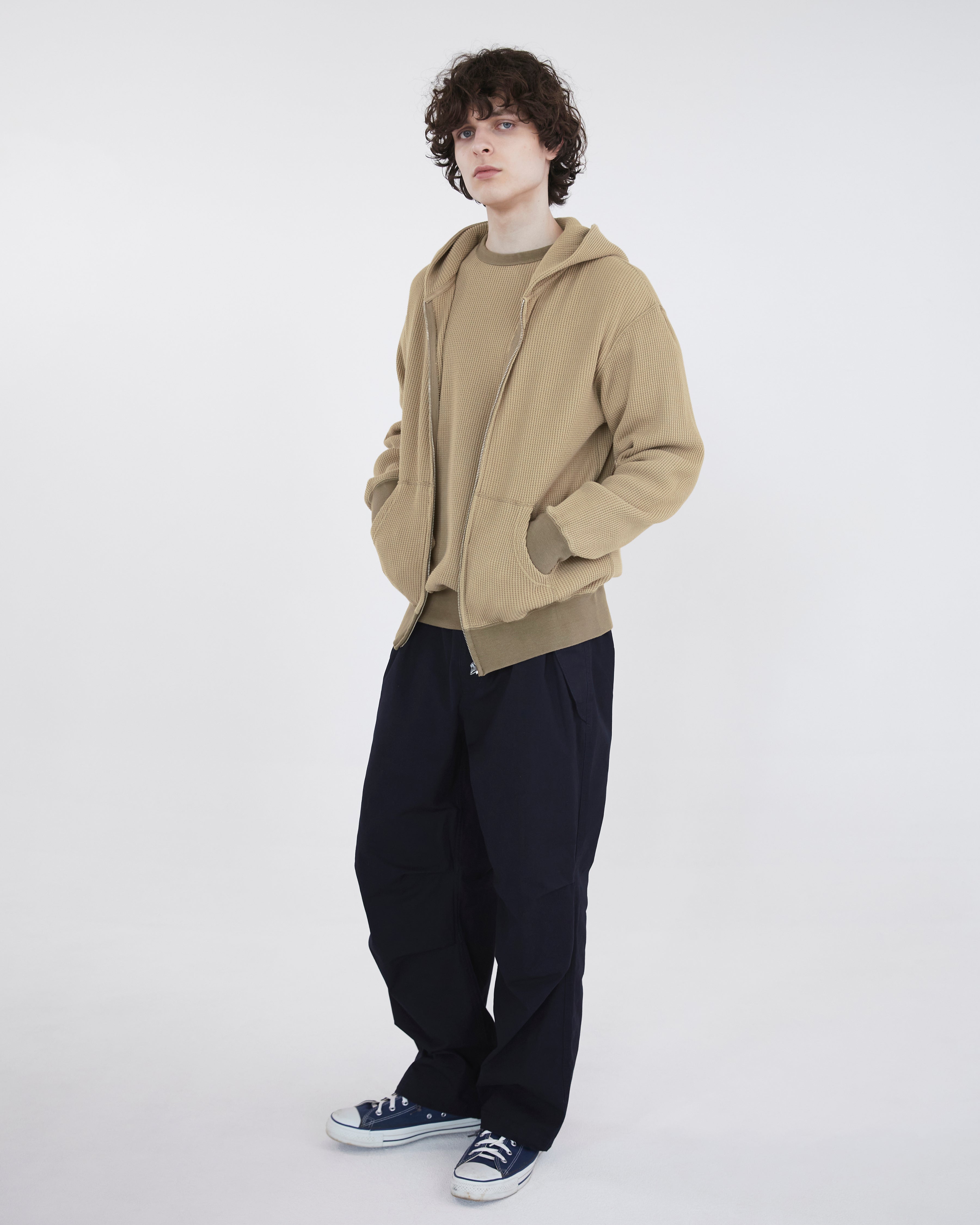 Khakis - Waffle Full Zip Hoodie (Tan) product image 6 | TRAB K-Fashion Australia
