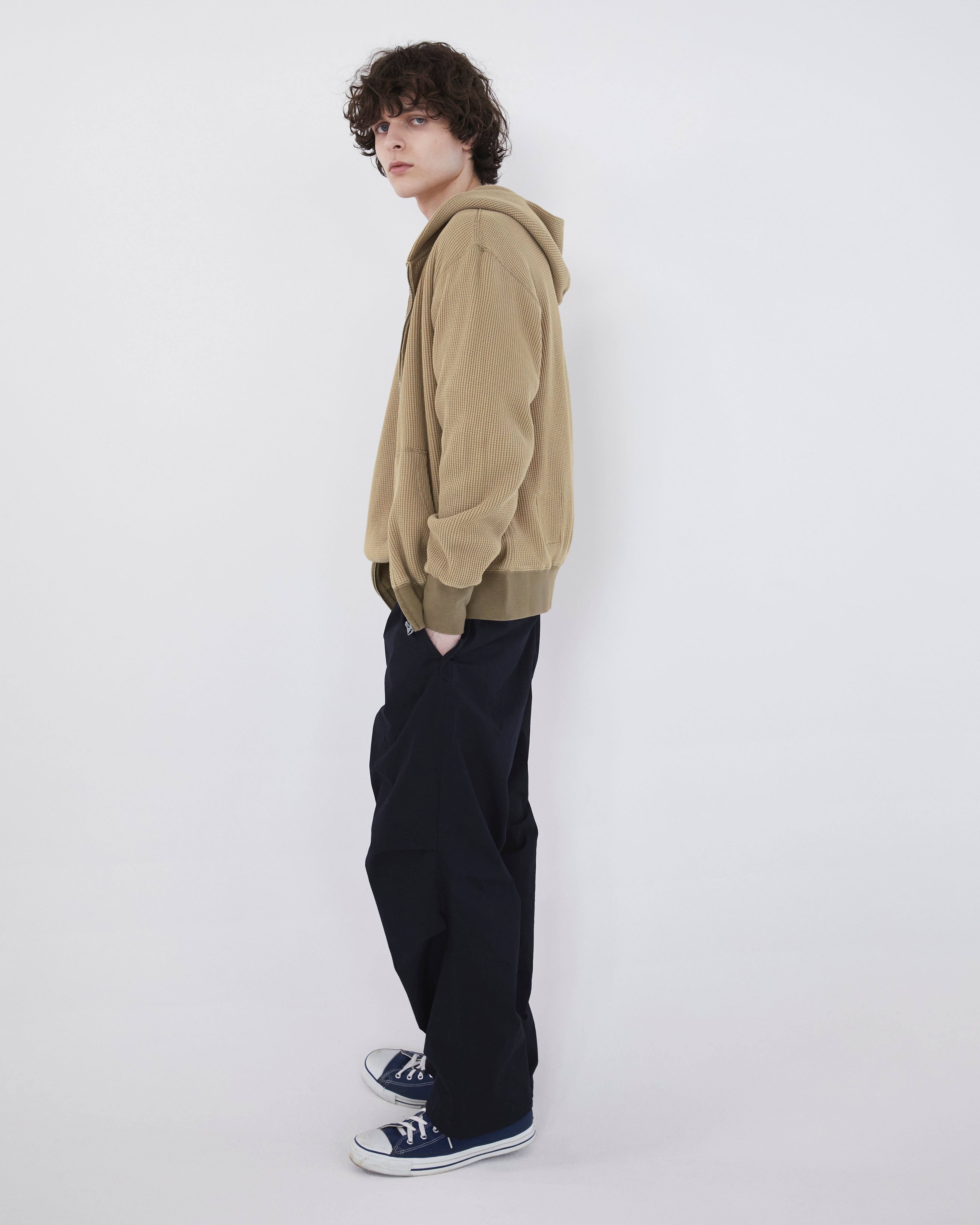 Khakis - Waffle Full Zip Hoodie (Tan) product image 5 | TRAB K-Fashion Australia