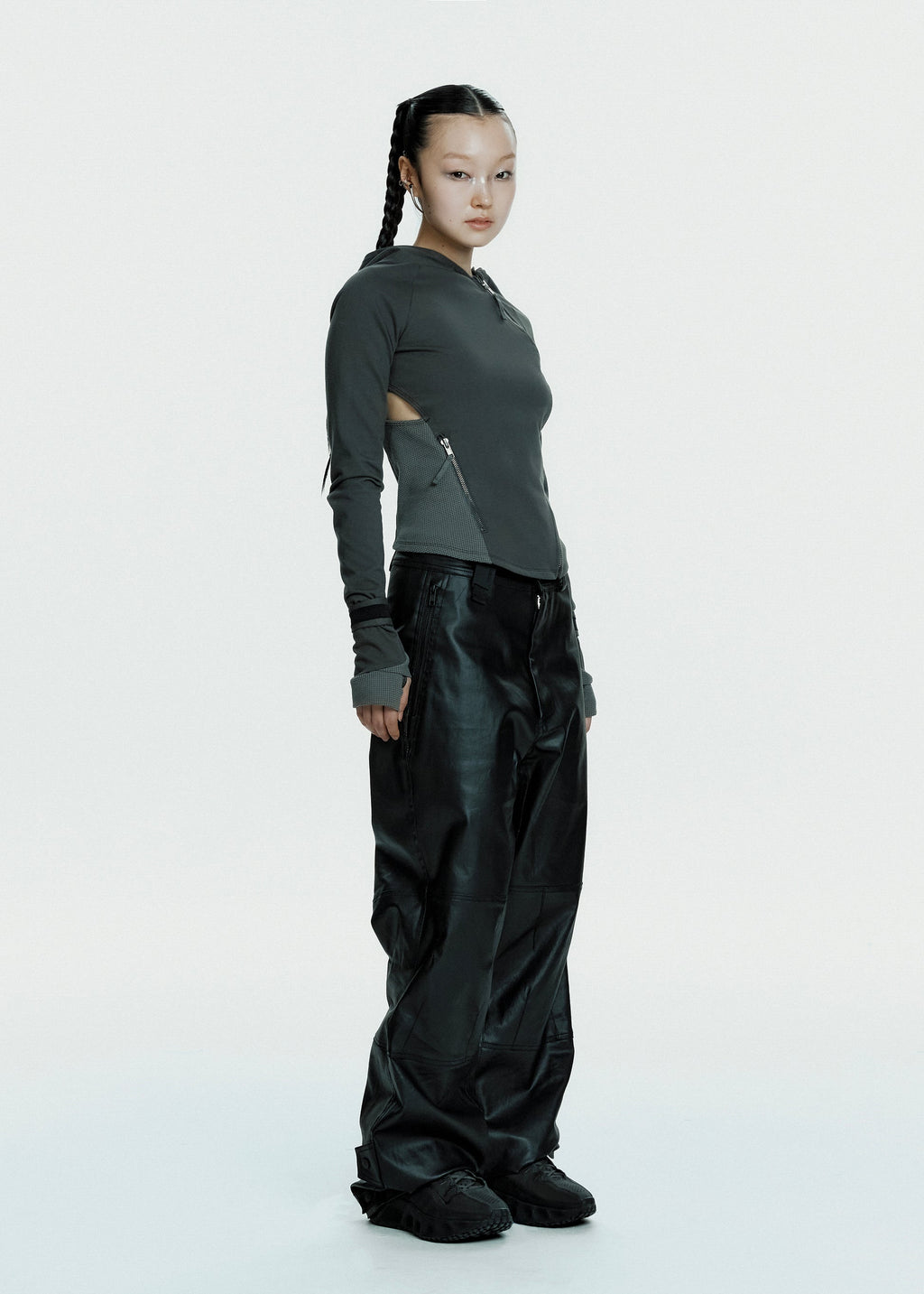 Hyein Seo - Hooded Asymmetric Zip Top (Dark Grey) product image 1 | TRAB K-Fashion Australia