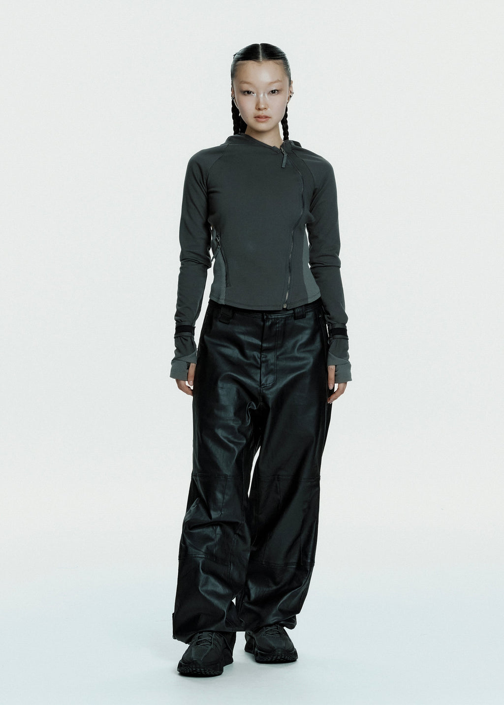 Hyein Seo - Coated Cotton Rider Pants (Black) product image 5 | TRAB K-Fashion Australia