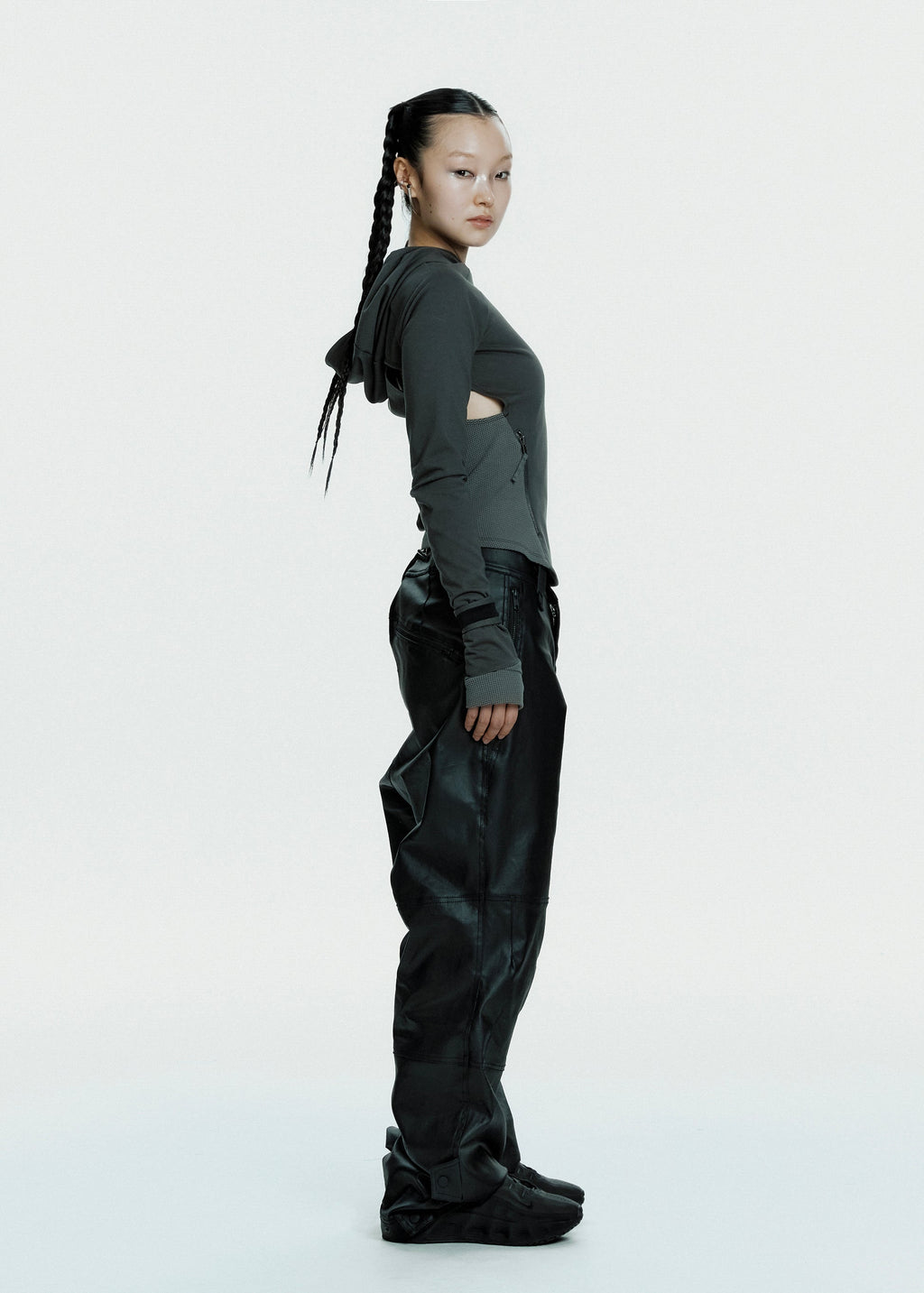 Hyein Seo - Hooded Asymmetric Zip Top (Dark Grey) product image 3 | TRAB K-Fashion Australia