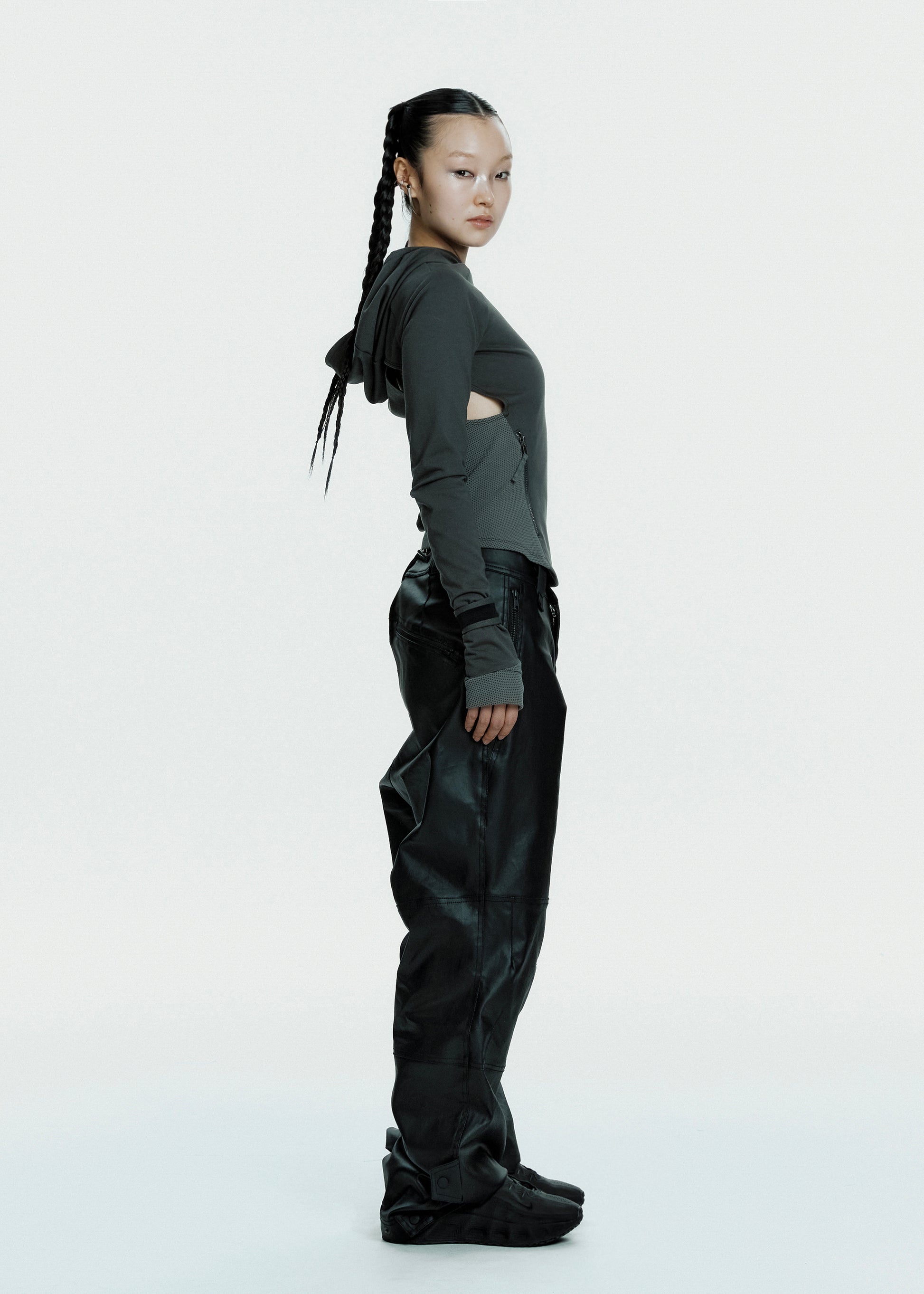 Hyein Seo - Coated Cotton Rider Pants (Black) product image 6 | TRAB K-Fashion Australia