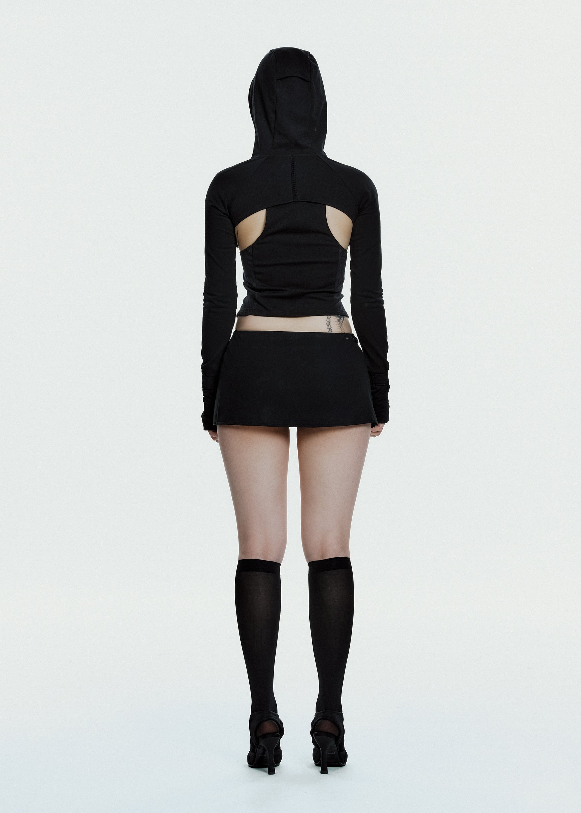 Hyein Seo - Hooded Asymmetric Zip Top (Black) product image 4 | TRAB K-Fashion Australia